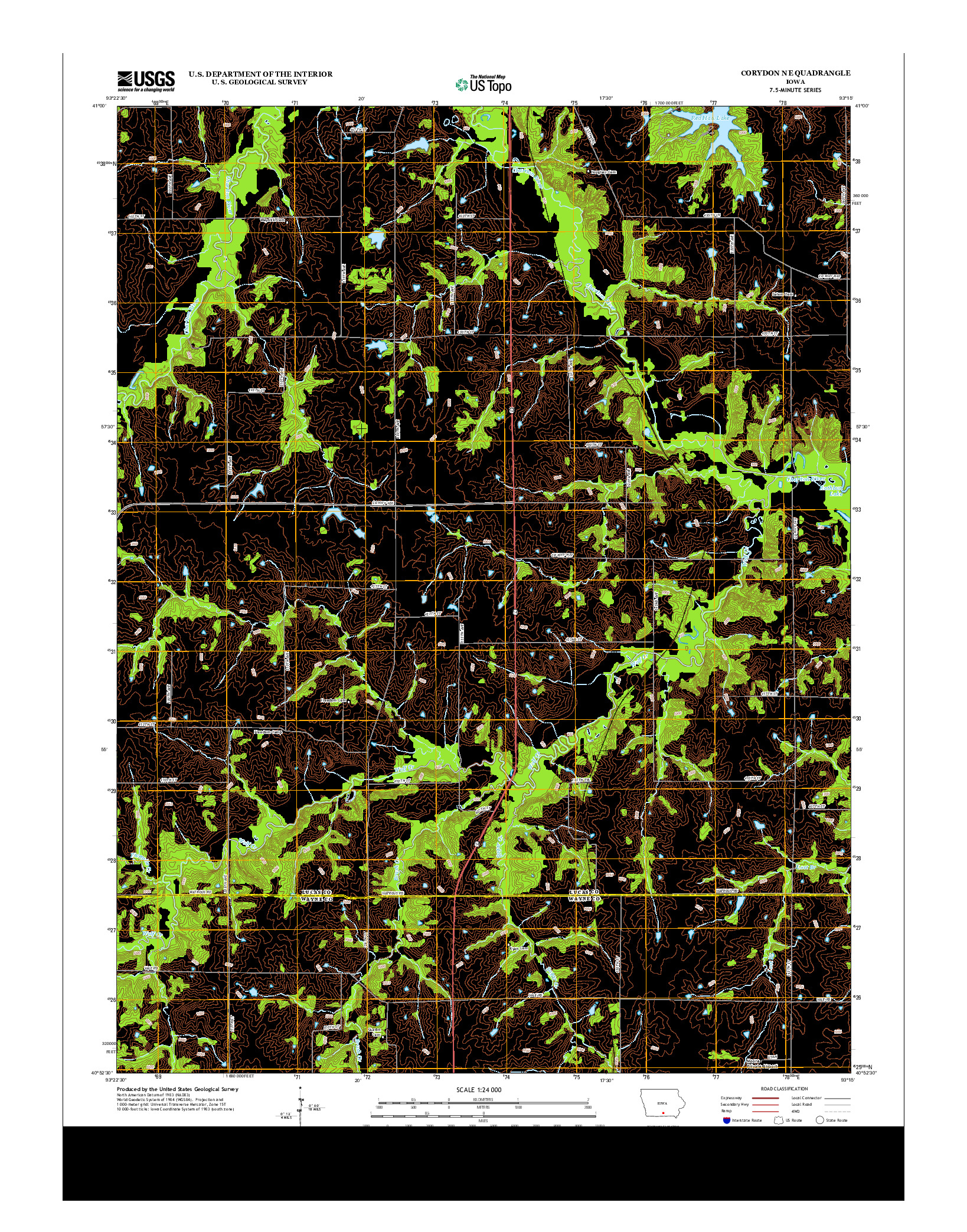 USGS US TOPO 7.5-MINUTE MAP FOR CORYDON NE, IA 2013
