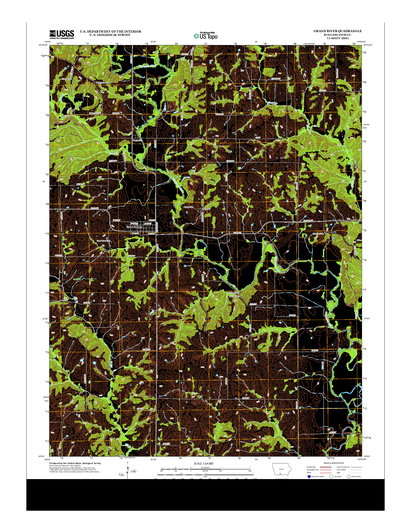 USGS US TOPO 7.5-MINUTE MAP FOR GRAND RIVER, IA 2013