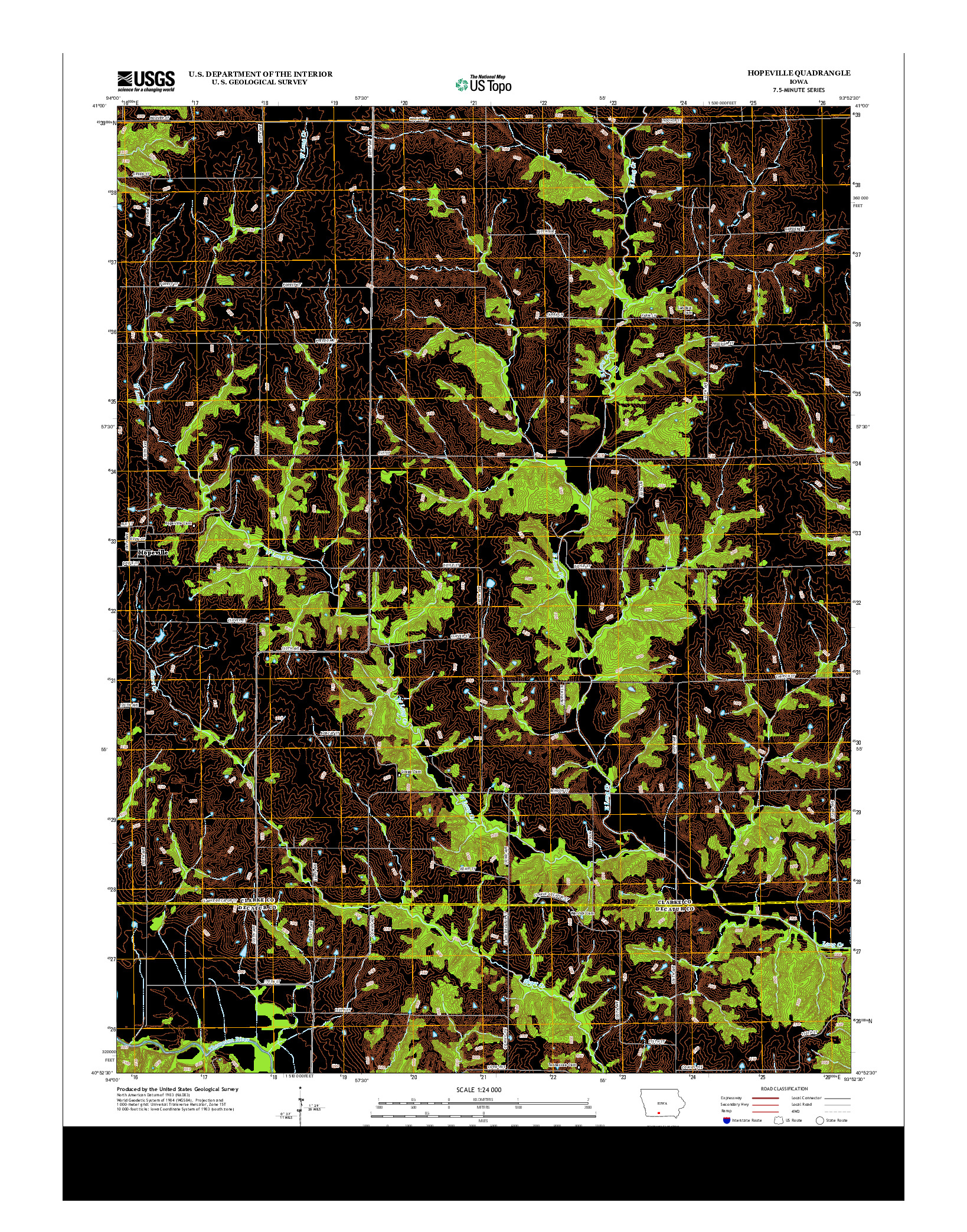 USGS US TOPO 7.5-MINUTE MAP FOR HOPEVILLE, IA 2013