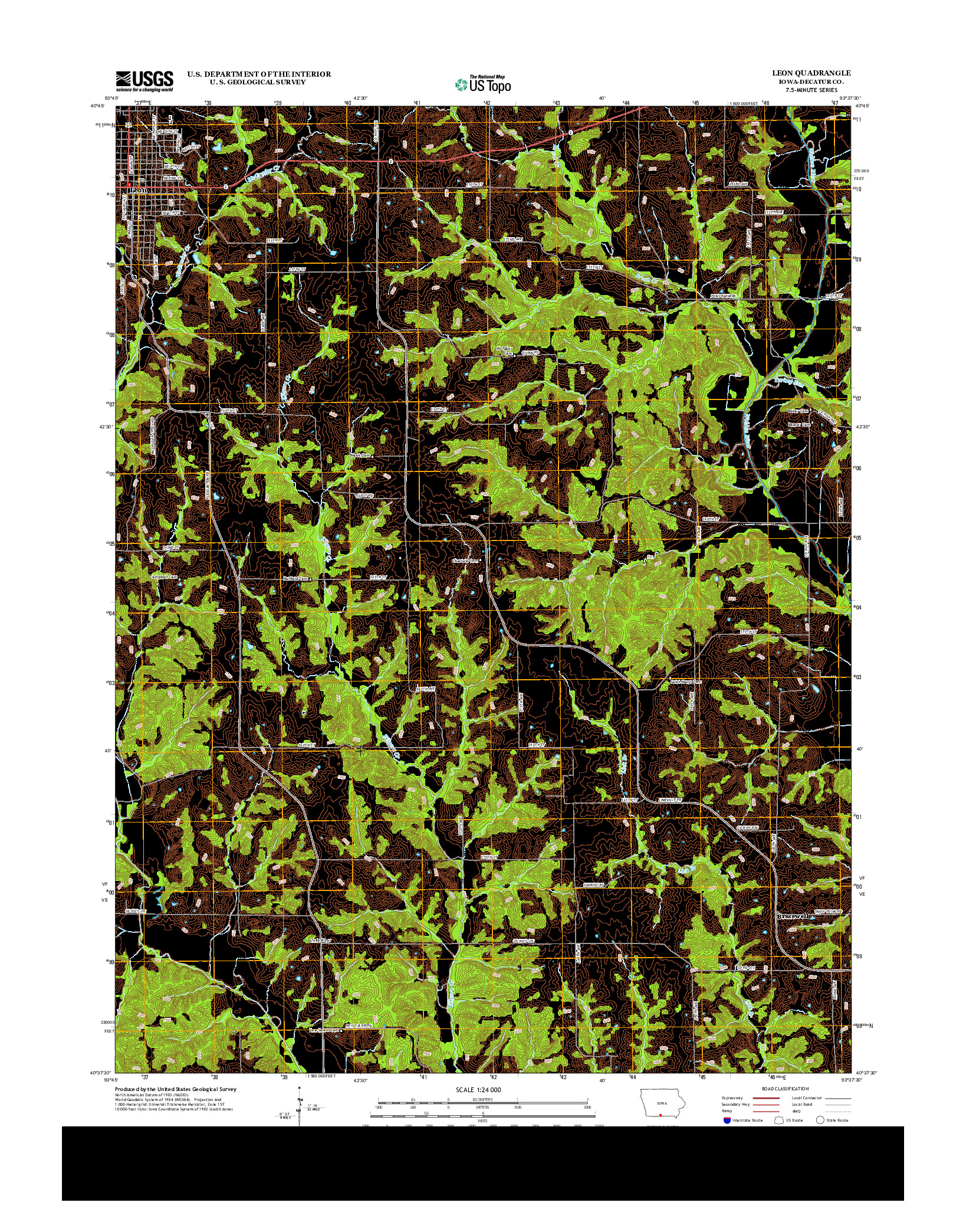 USGS US TOPO 7.5-MINUTE MAP FOR LEON, IA 2013