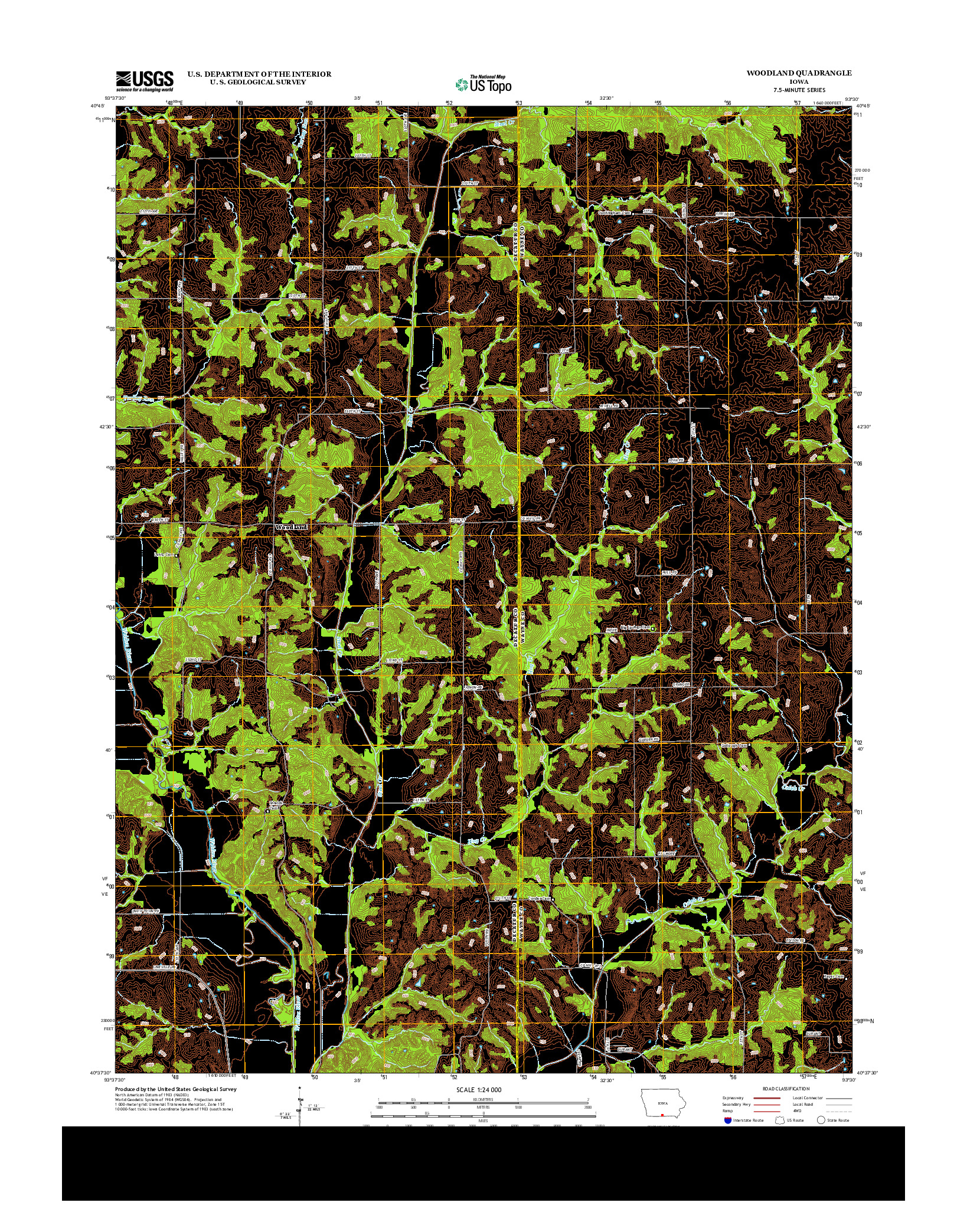 USGS US TOPO 7.5-MINUTE MAP FOR WOODLAND, IA 2013