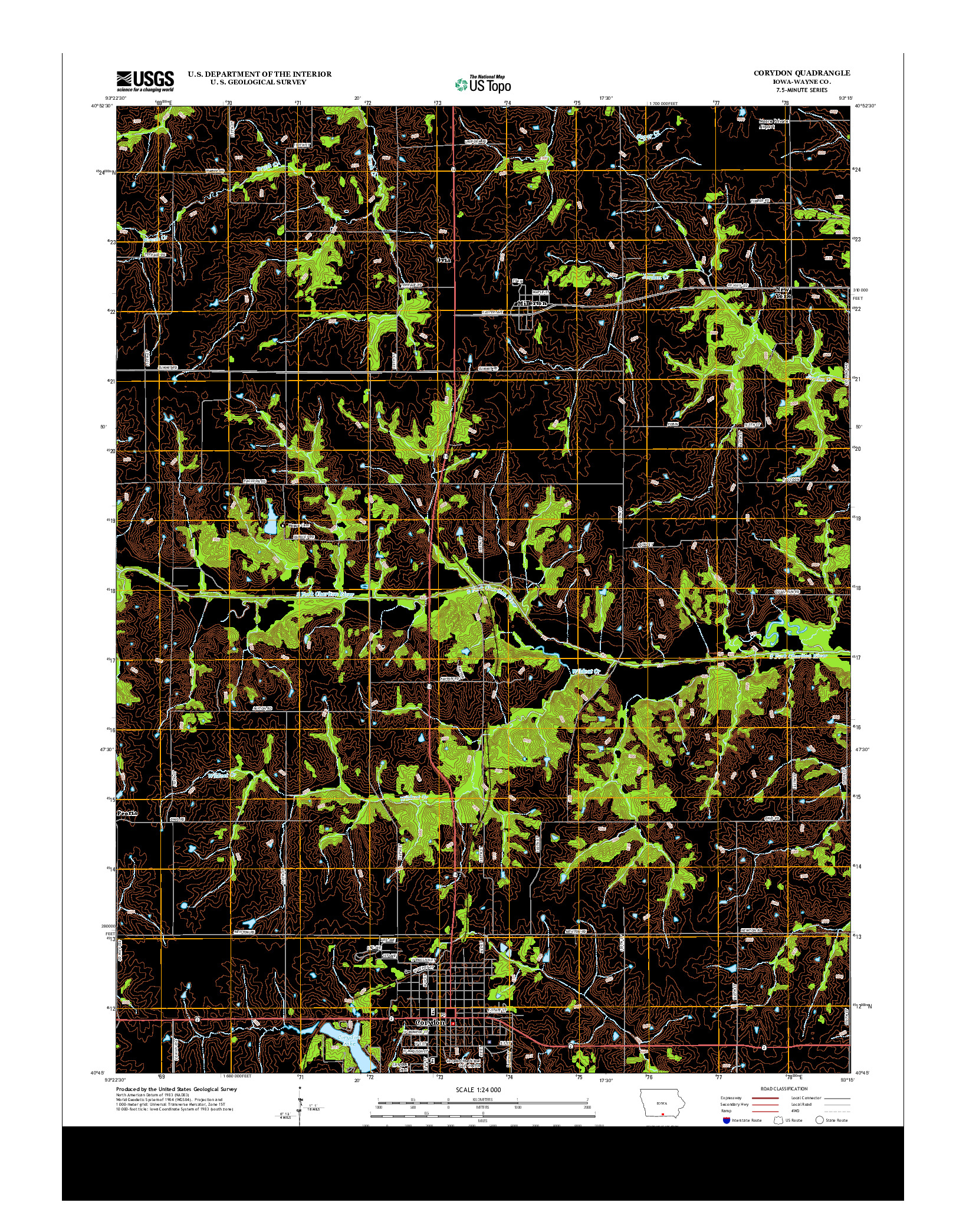 USGS US TOPO 7.5-MINUTE MAP FOR CORYDON, IA 2013