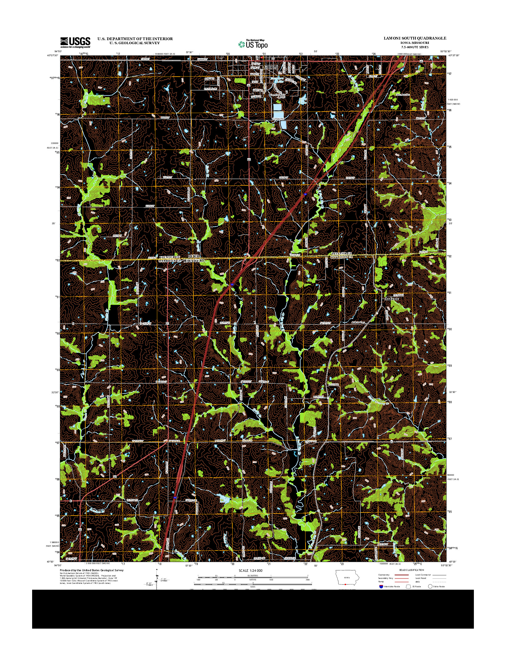 USGS US TOPO 7.5-MINUTE MAP FOR LAMONI SOUTH, IA-MO 2013