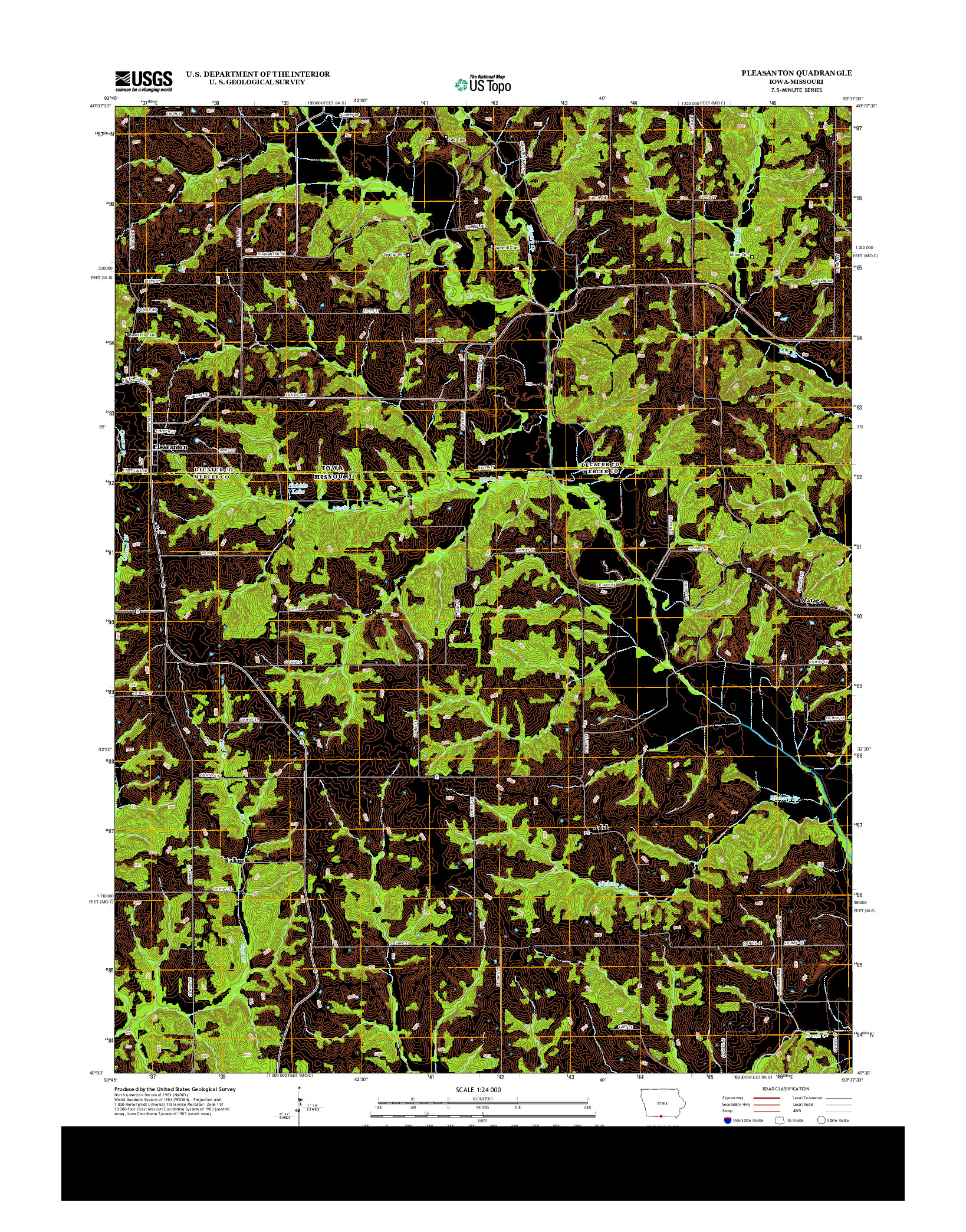 USGS US TOPO 7.5-MINUTE MAP FOR PLEASANTON, IA-MO 2013