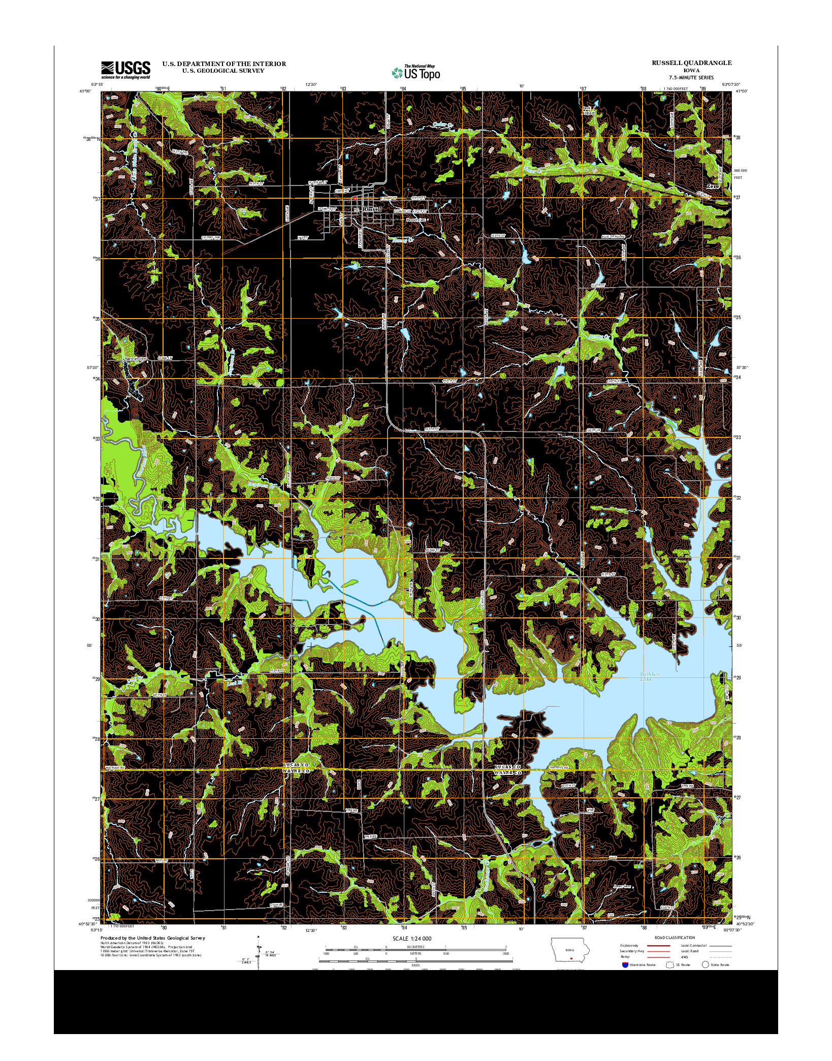 USGS US TOPO 7.5-MINUTE MAP FOR RUSSELL, IA 2013