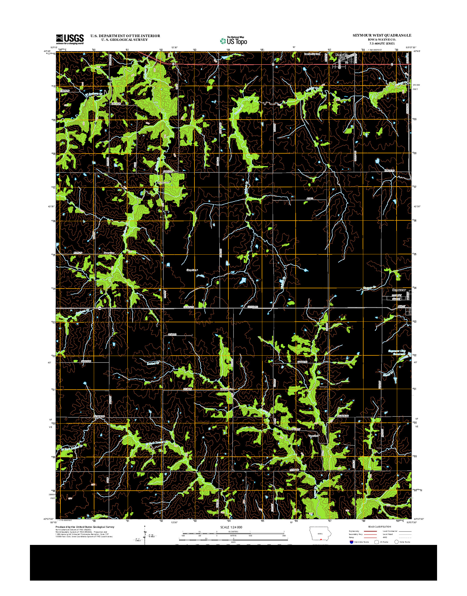 USGS US TOPO 7.5-MINUTE MAP FOR SEYMOUR WEST, IA 2013