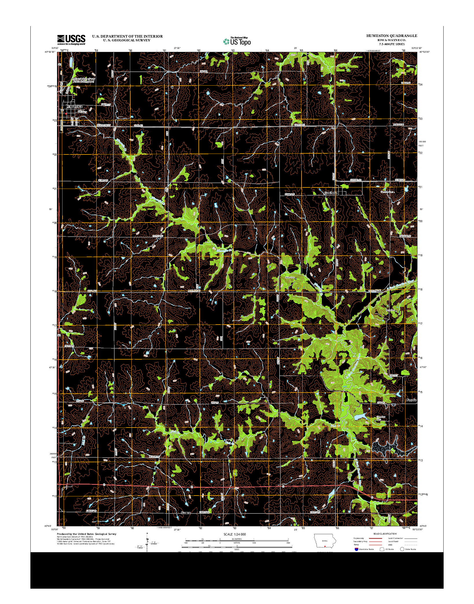 USGS US TOPO 7.5-MINUTE MAP FOR HUMESTON, IA 2013