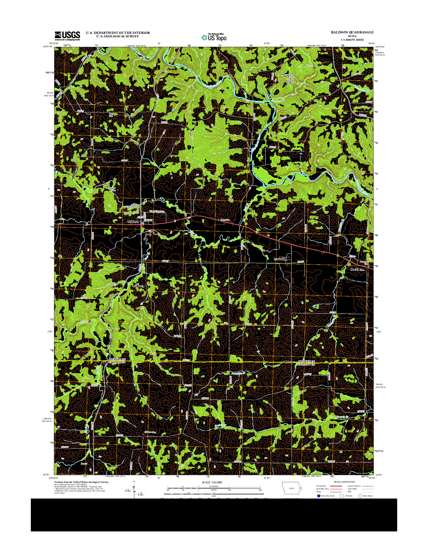 USGS US TOPO 7.5-MINUTE MAP FOR BALDWIN, IA 2013