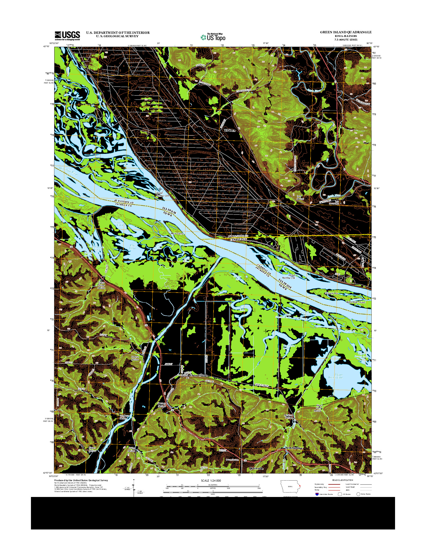 USGS US TOPO 7.5-MINUTE MAP FOR GREEN ISLAND, IA-IL 2013