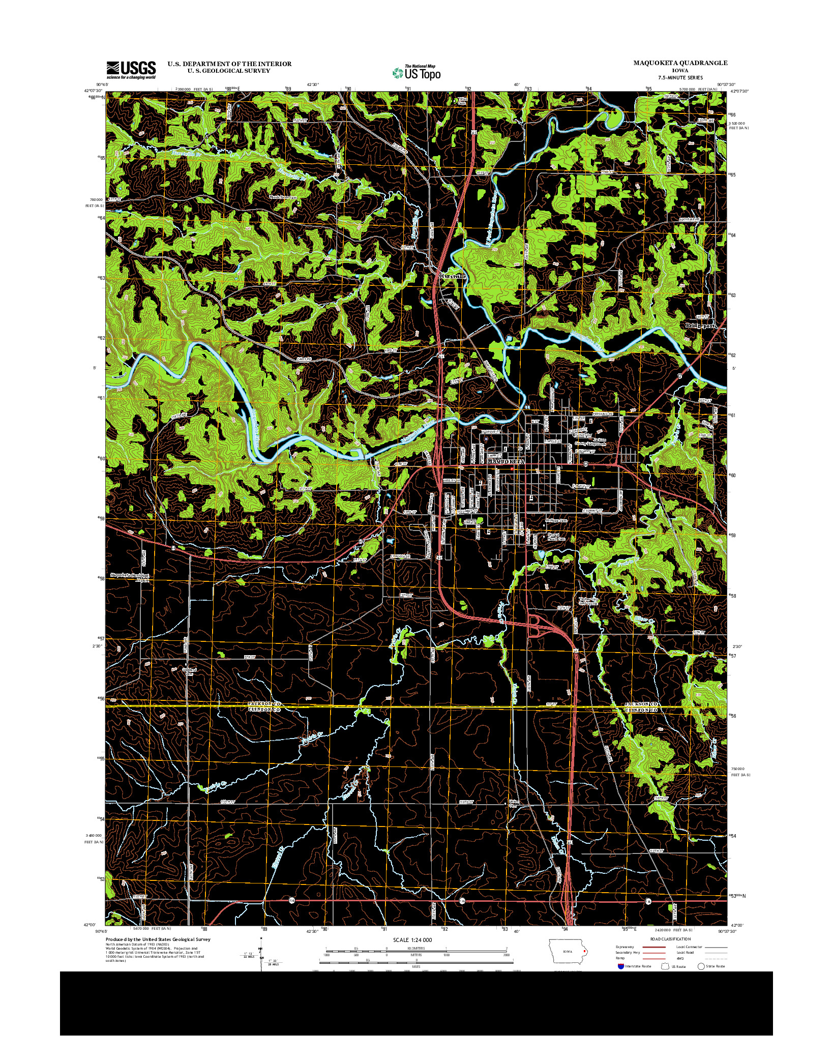 USGS US TOPO 7.5-MINUTE MAP FOR MAQUOKETA, IA 2013