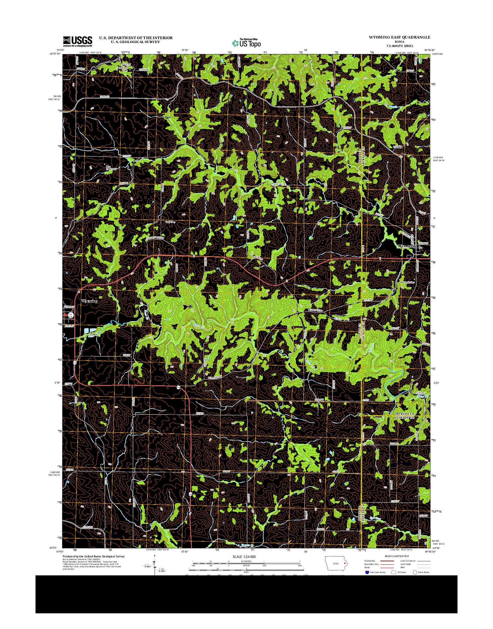 USGS US TOPO 7.5-MINUTE MAP FOR WYOMING EAST, IA 2013