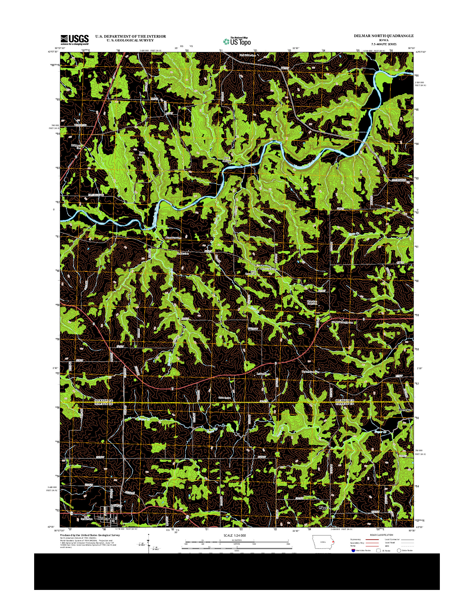 USGS US TOPO 7.5-MINUTE MAP FOR DELMAR NORTH, IA 2013