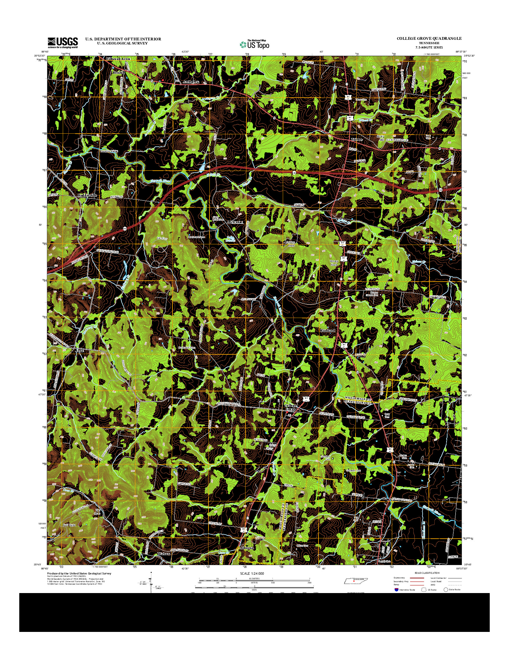 USGS US TOPO 7.5-MINUTE MAP FOR COLLEGE GROVE, TN 2013