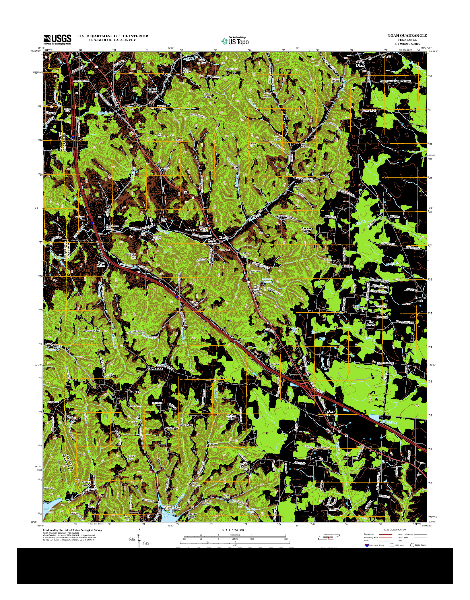 USGS US TOPO 7.5-MINUTE MAP FOR NOAH, TN 2013