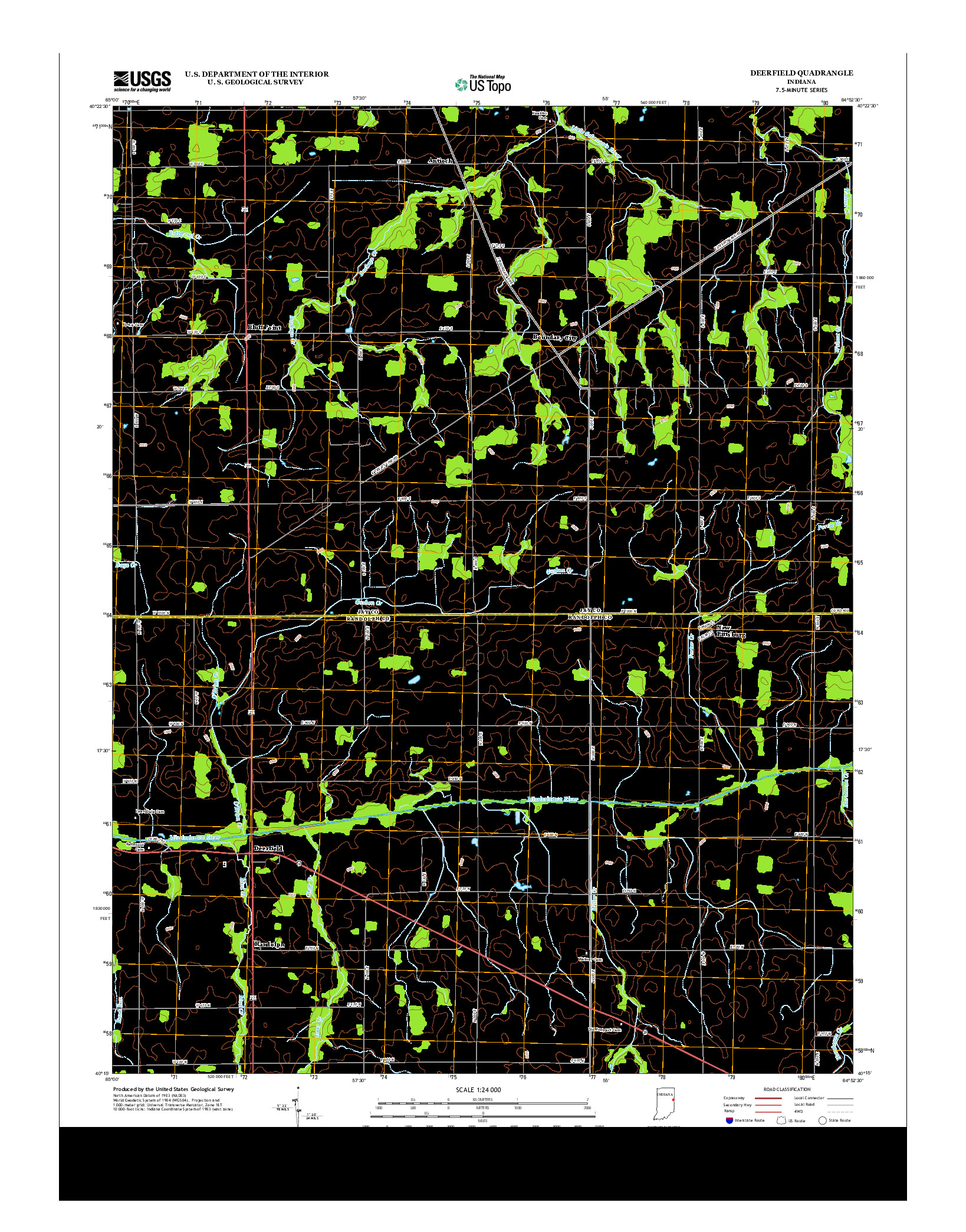 USGS US TOPO 7.5-MINUTE MAP FOR DEERFIELD, IN 2013