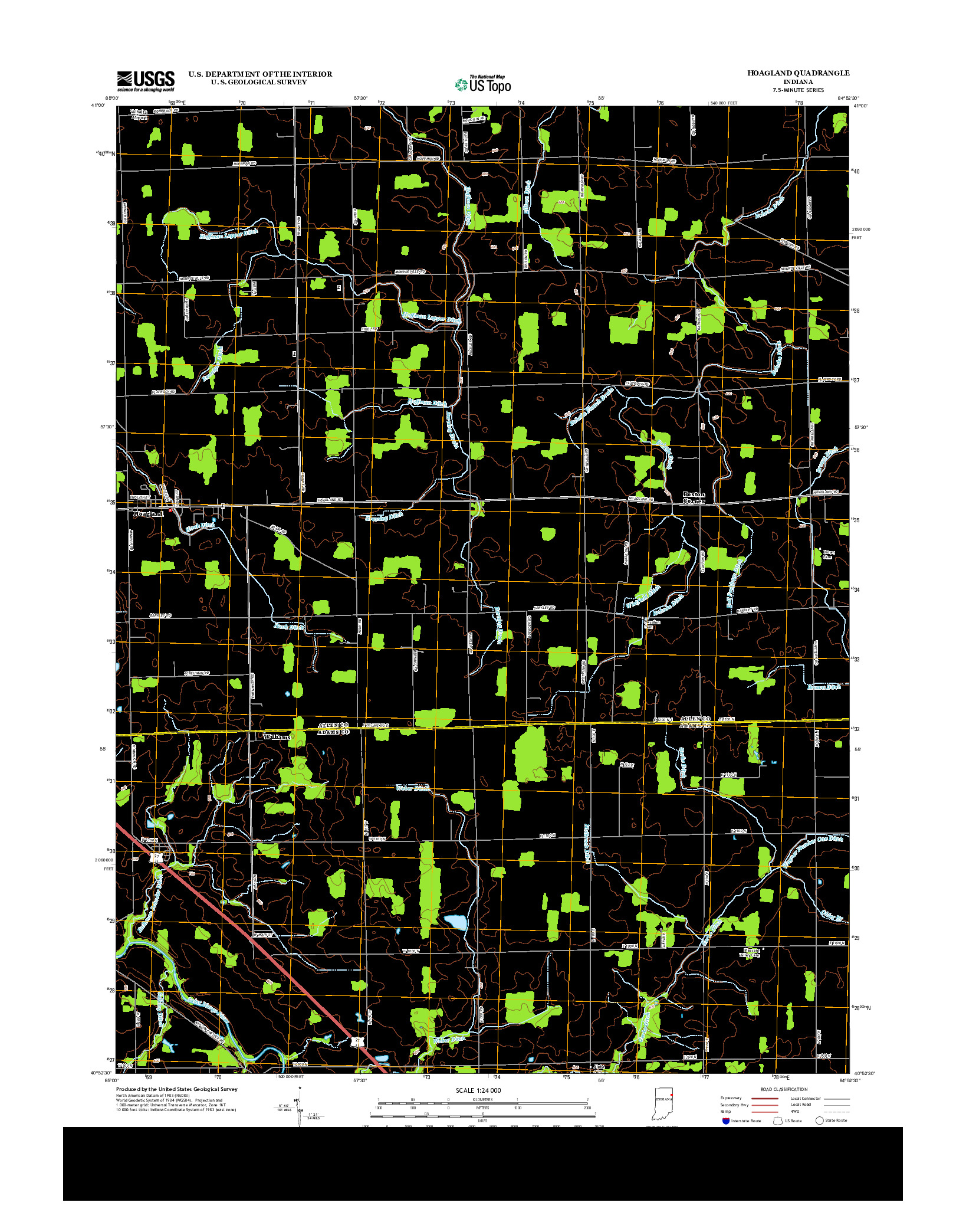 USGS US TOPO 7.5-MINUTE MAP FOR HOAGLAND, IN 2013