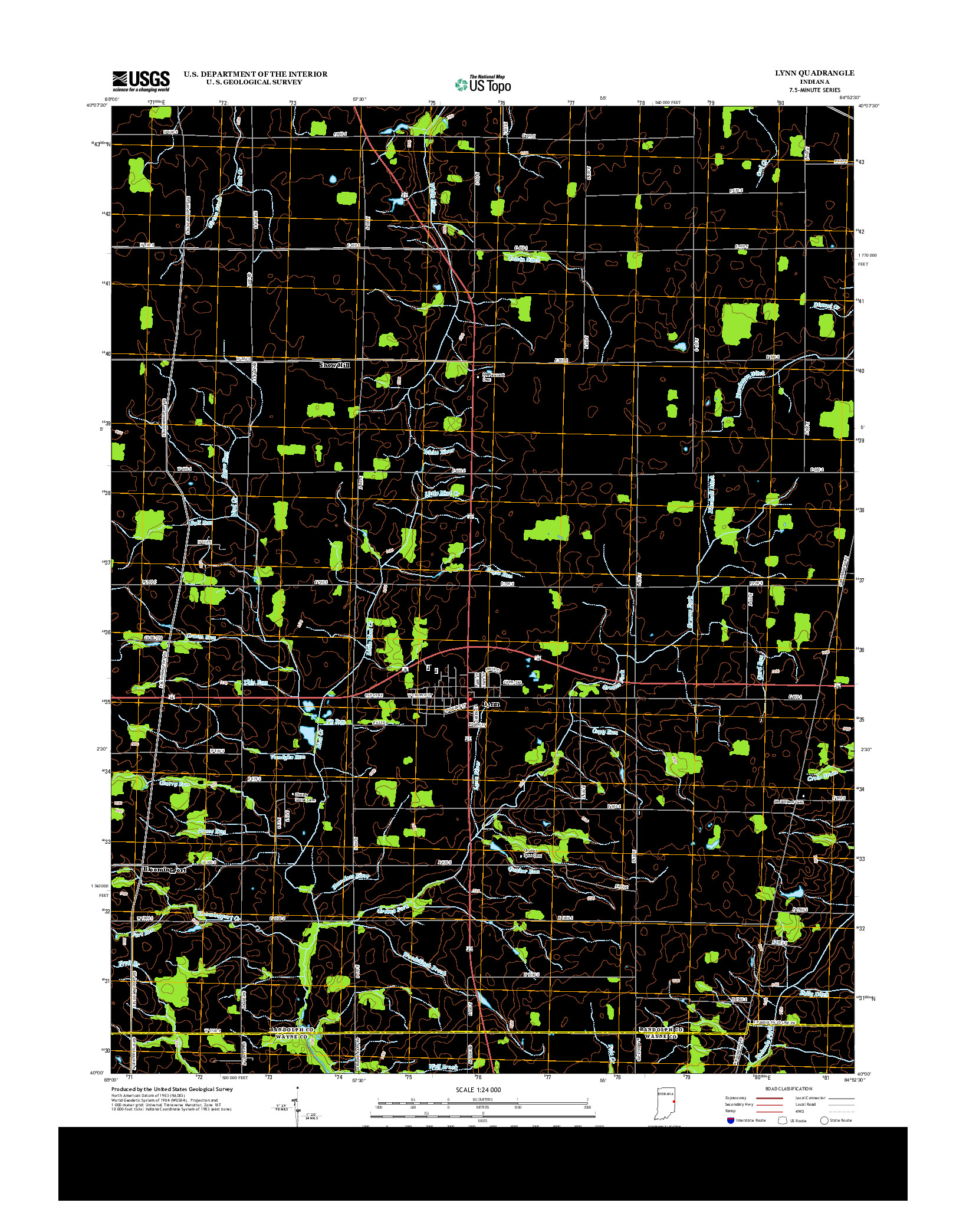 USGS US TOPO 7.5-MINUTE MAP FOR LYNN, IN 2013