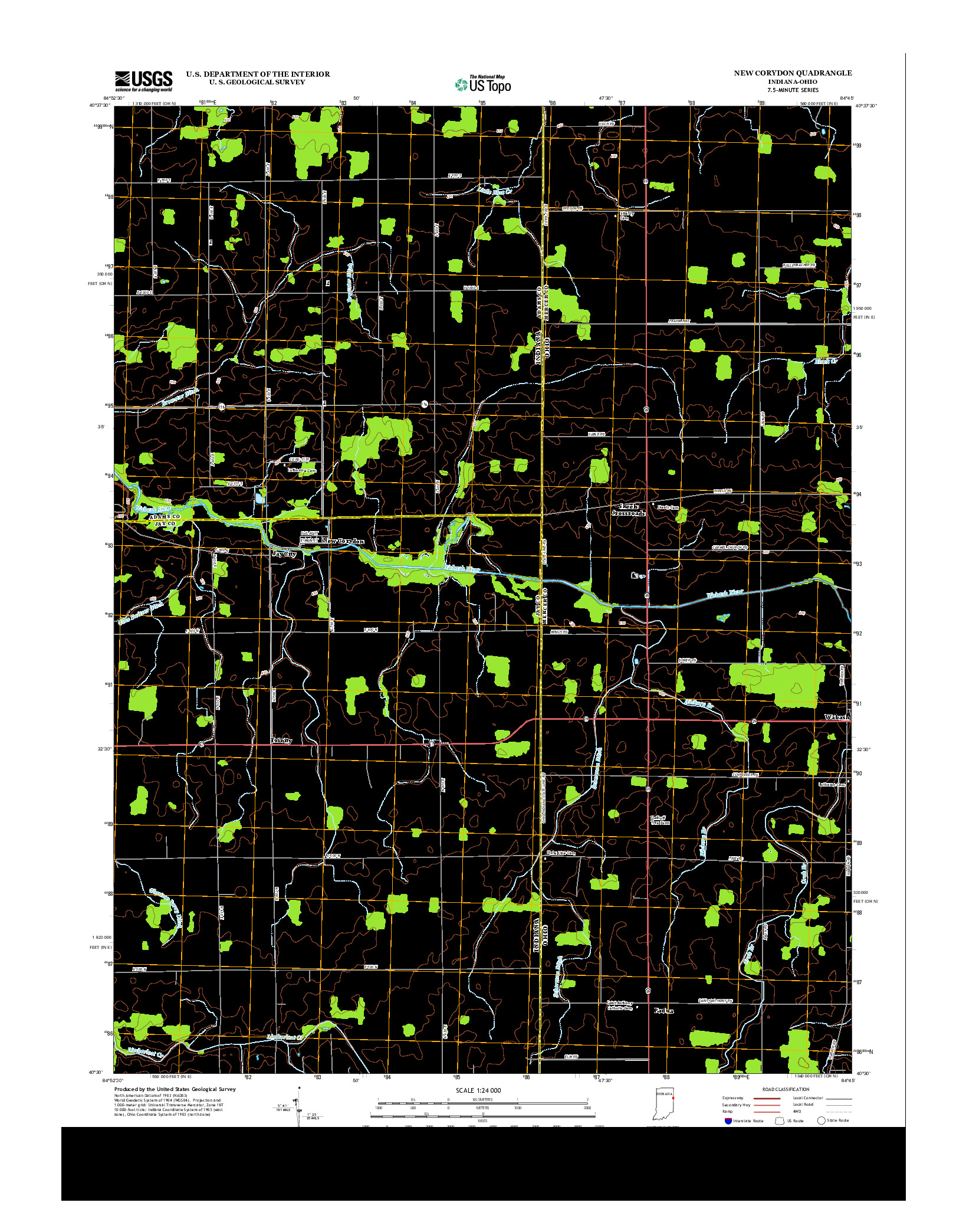 USGS US TOPO 7.5-MINUTE MAP FOR NEW CORYDON, IN-OH 2013