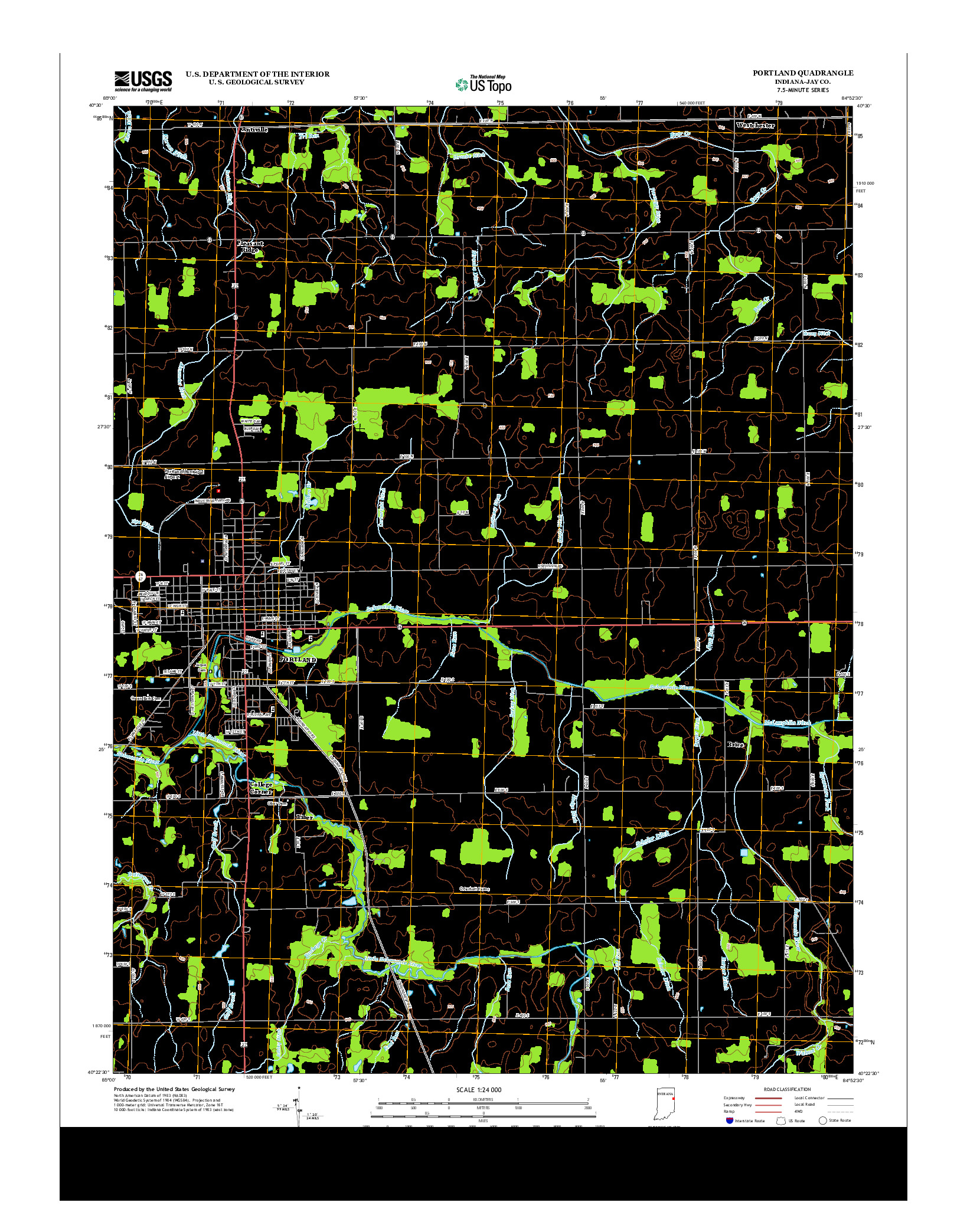 USGS US TOPO 7.5-MINUTE MAP FOR PORTLAND, IN 2013