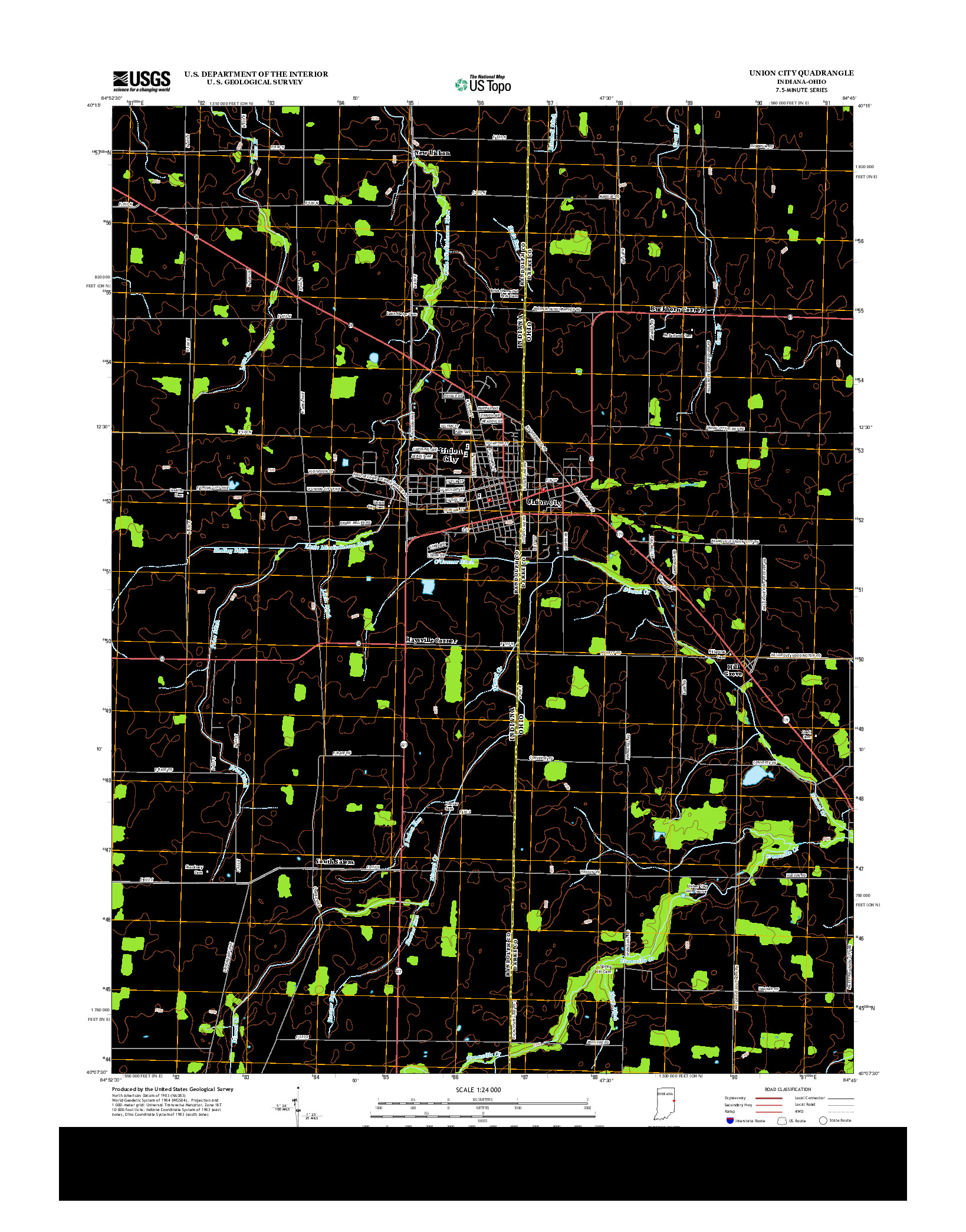 USGS US TOPO 7.5-MINUTE MAP FOR UNION CITY, IN-OH 2013