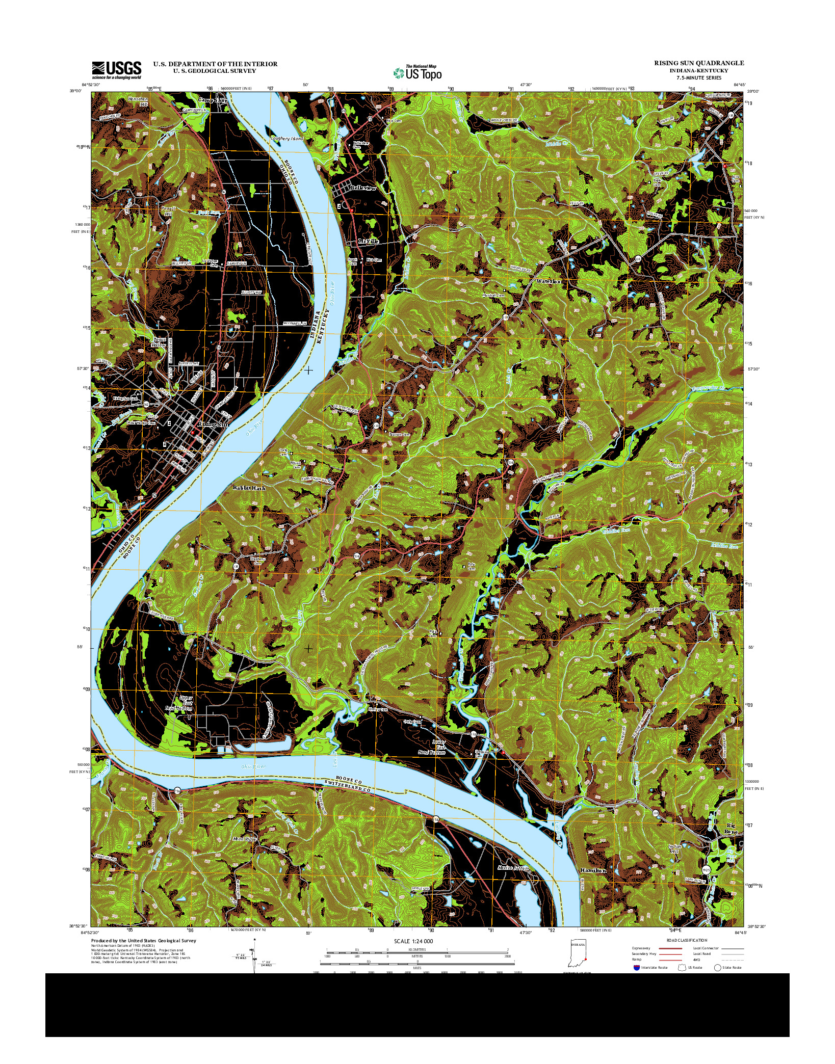 USGS US TOPO 7.5-MINUTE MAP FOR RISING SUN, IN-KY 2013