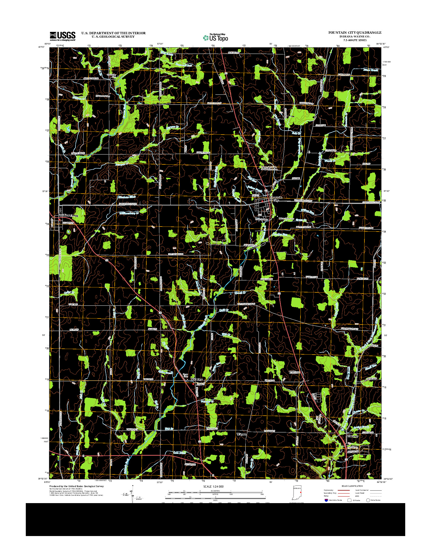 USGS US TOPO 7.5-MINUTE MAP FOR FOUNTAIN CITY, IN 2013