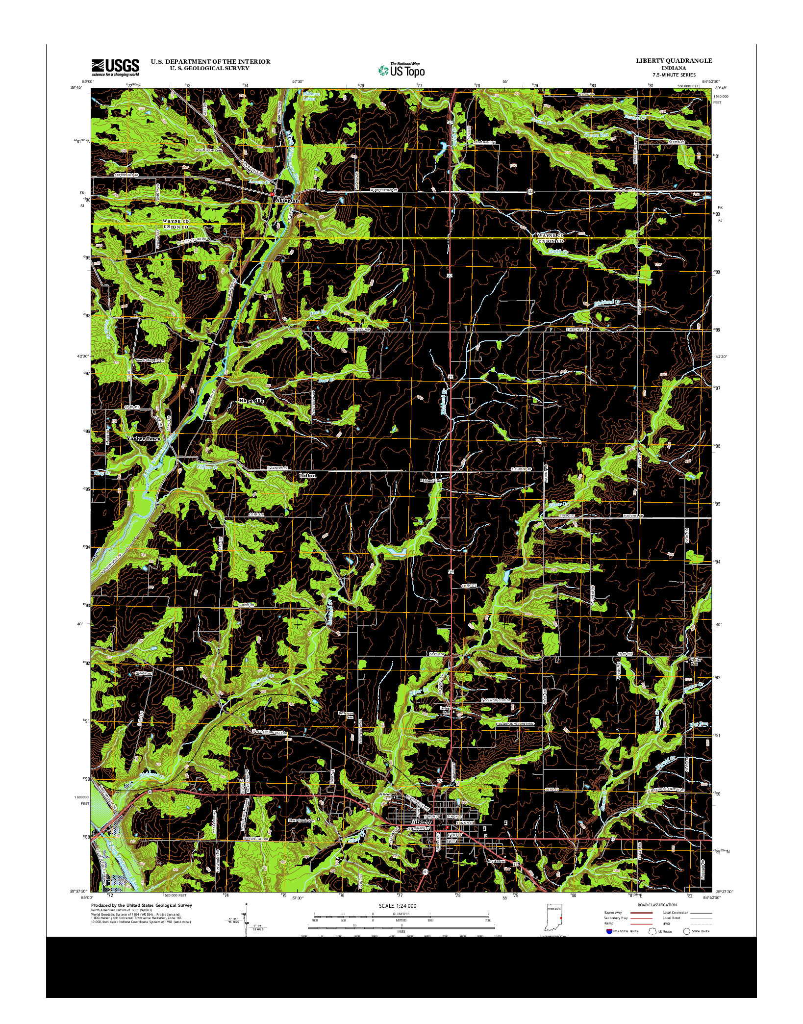 USGS US TOPO 7.5-MINUTE MAP FOR LIBERTY, IN 2013