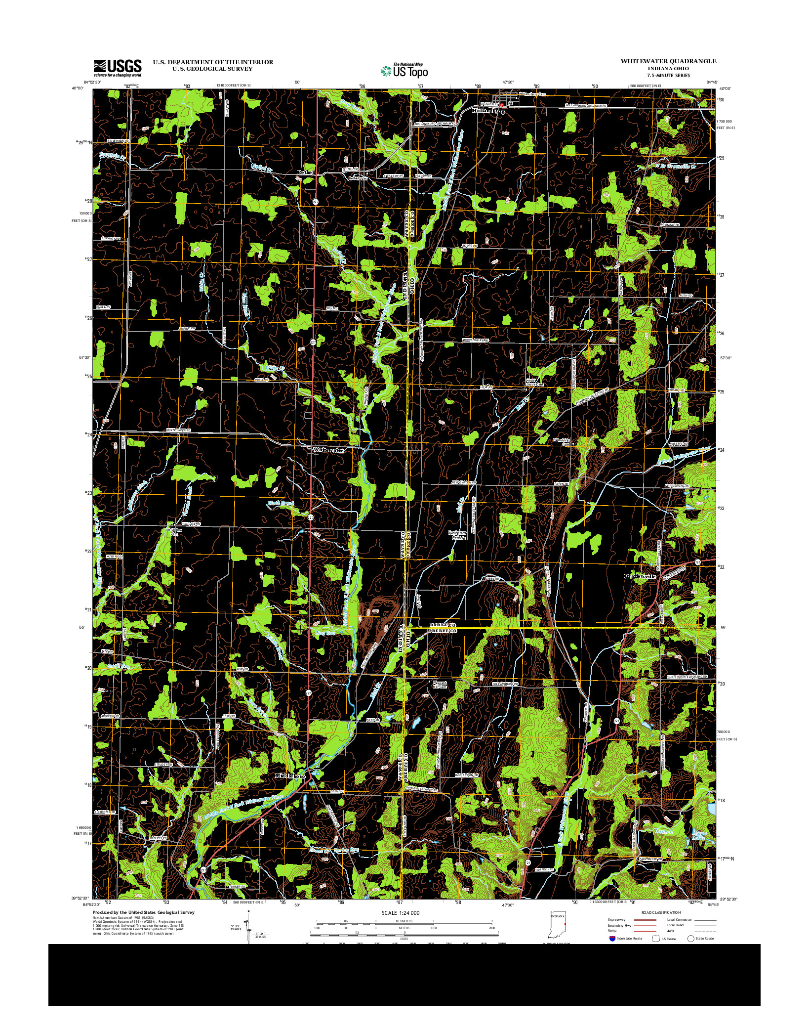 USGS US TOPO 7.5-MINUTE MAP FOR WHITEWATER, IN-OH 2013