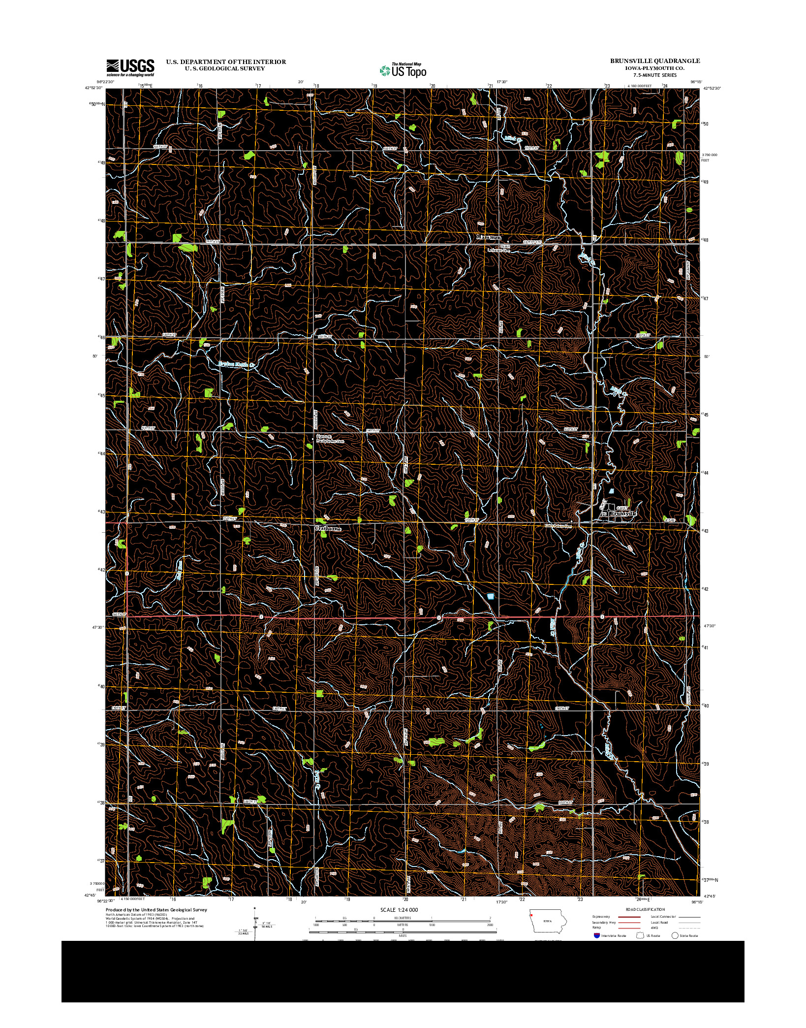 USGS US TOPO 7.5-MINUTE MAP FOR BRUNSVILLE, IA 2013