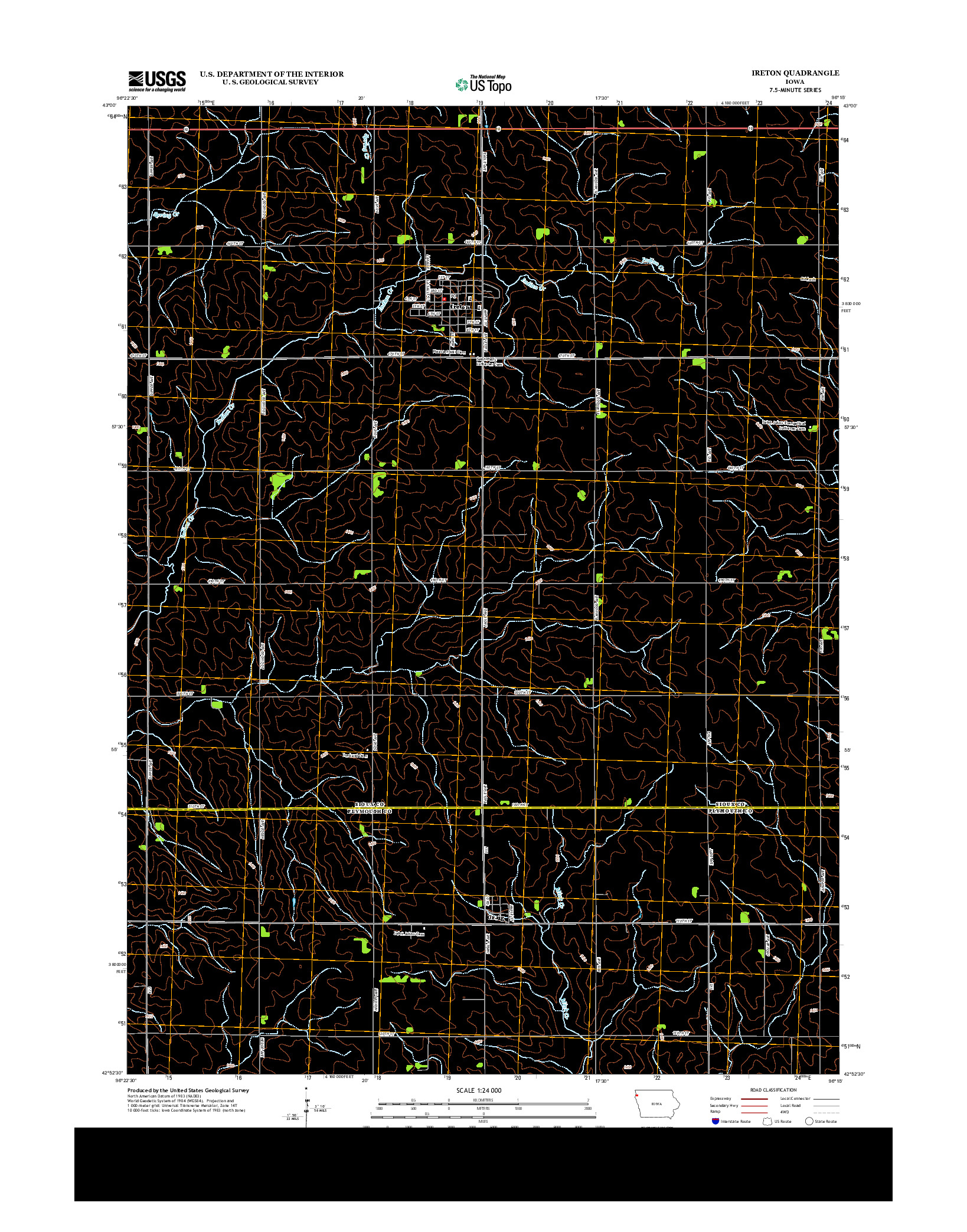 USGS US TOPO 7.5-MINUTE MAP FOR IRETON, IA 2013