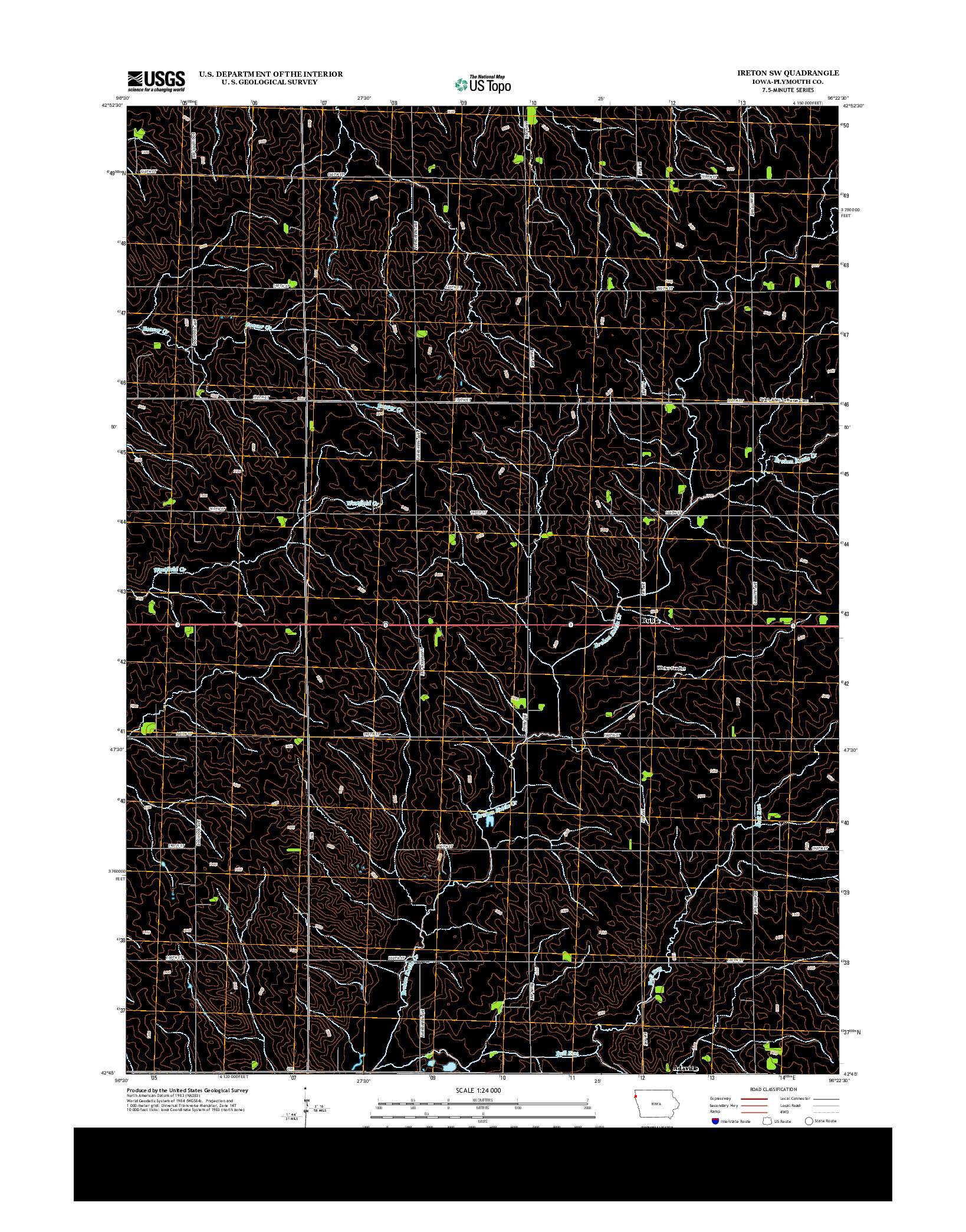 USGS US TOPO 7.5-MINUTE MAP FOR IRETON SW, IA 2013