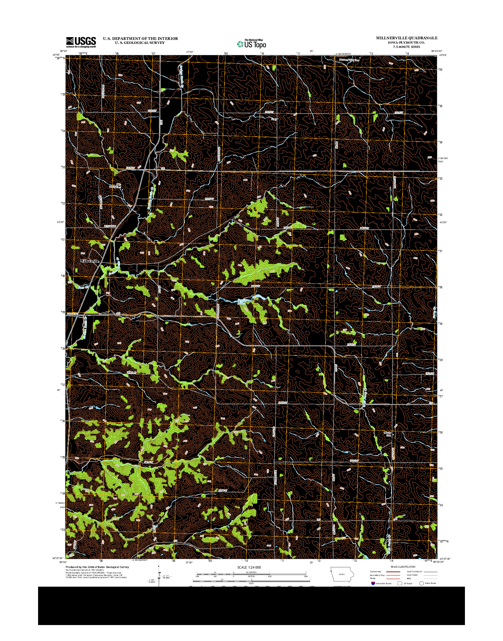 USGS US TOPO 7.5-MINUTE MAP FOR MILLNERVILLE, IA 2013