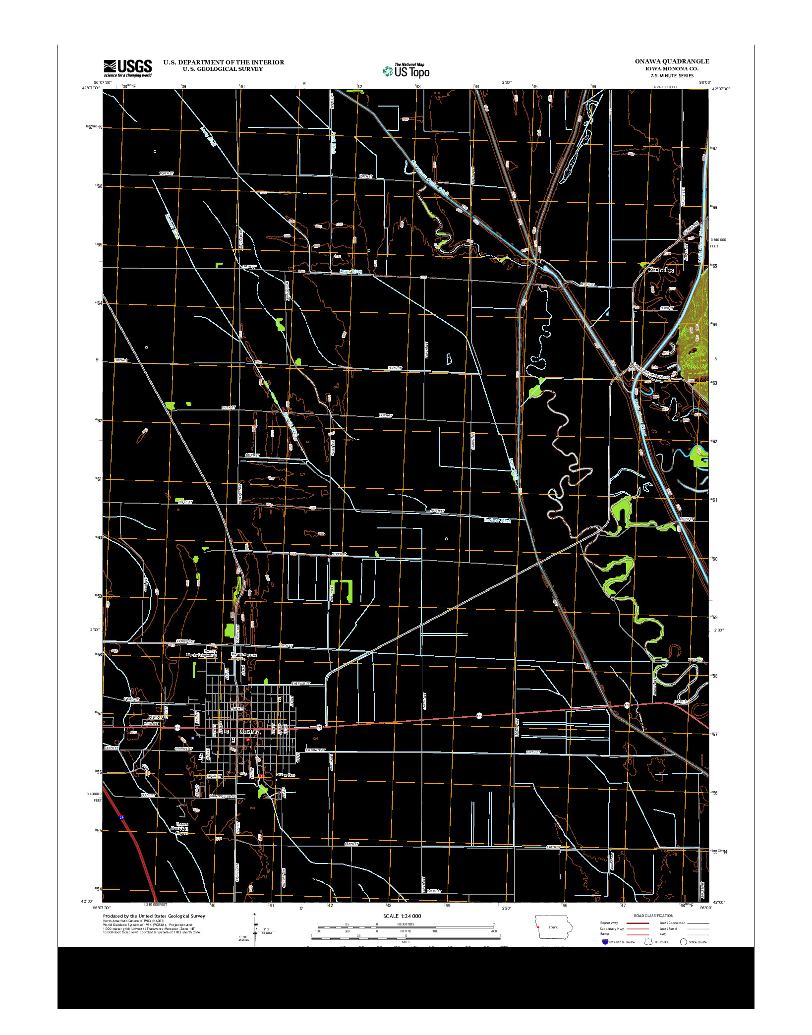 USGS US TOPO 7.5-MINUTE MAP FOR ONAWA, IA 2013
