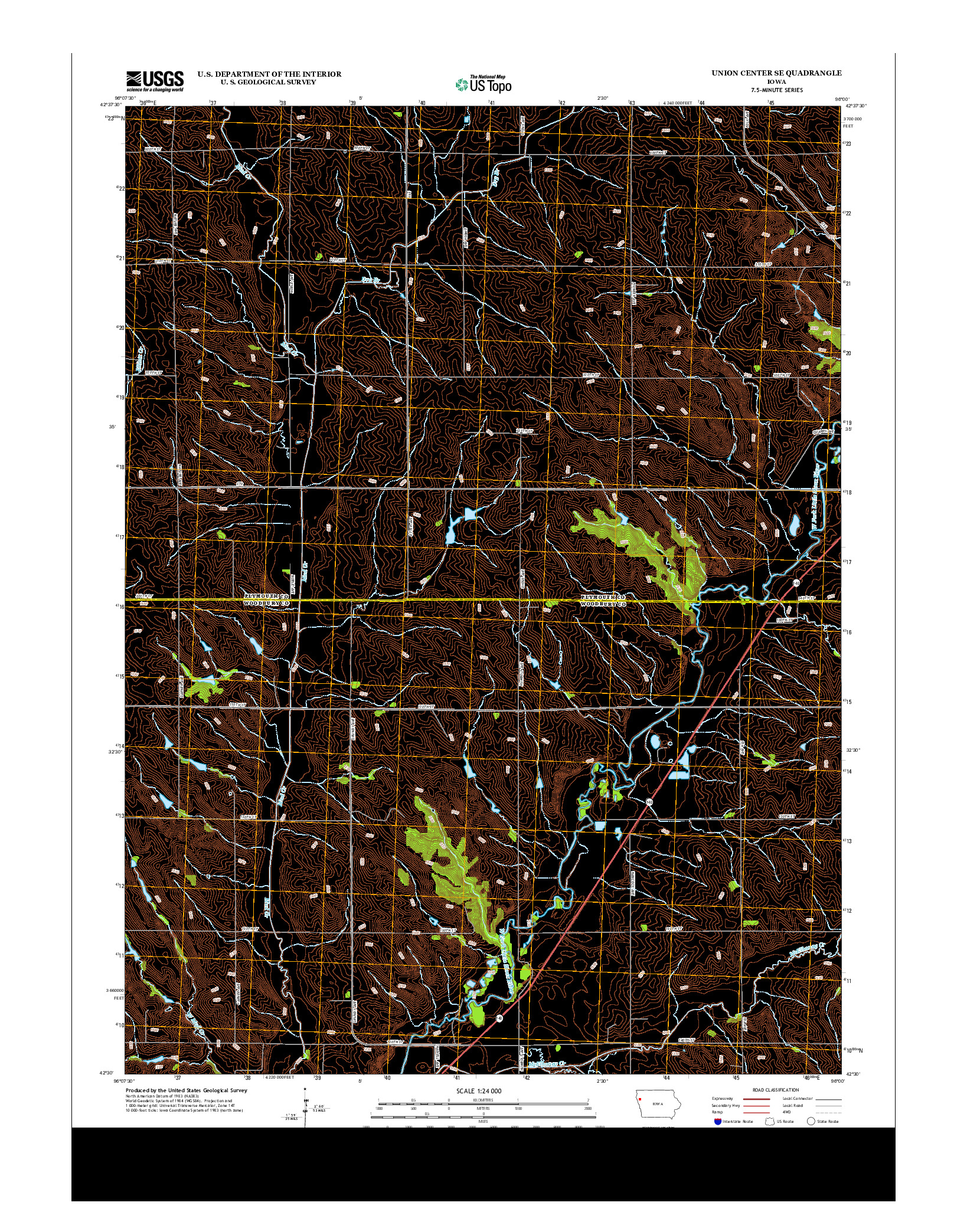 USGS US TOPO 7.5-MINUTE MAP FOR UNION CENTER SE, IA 2013