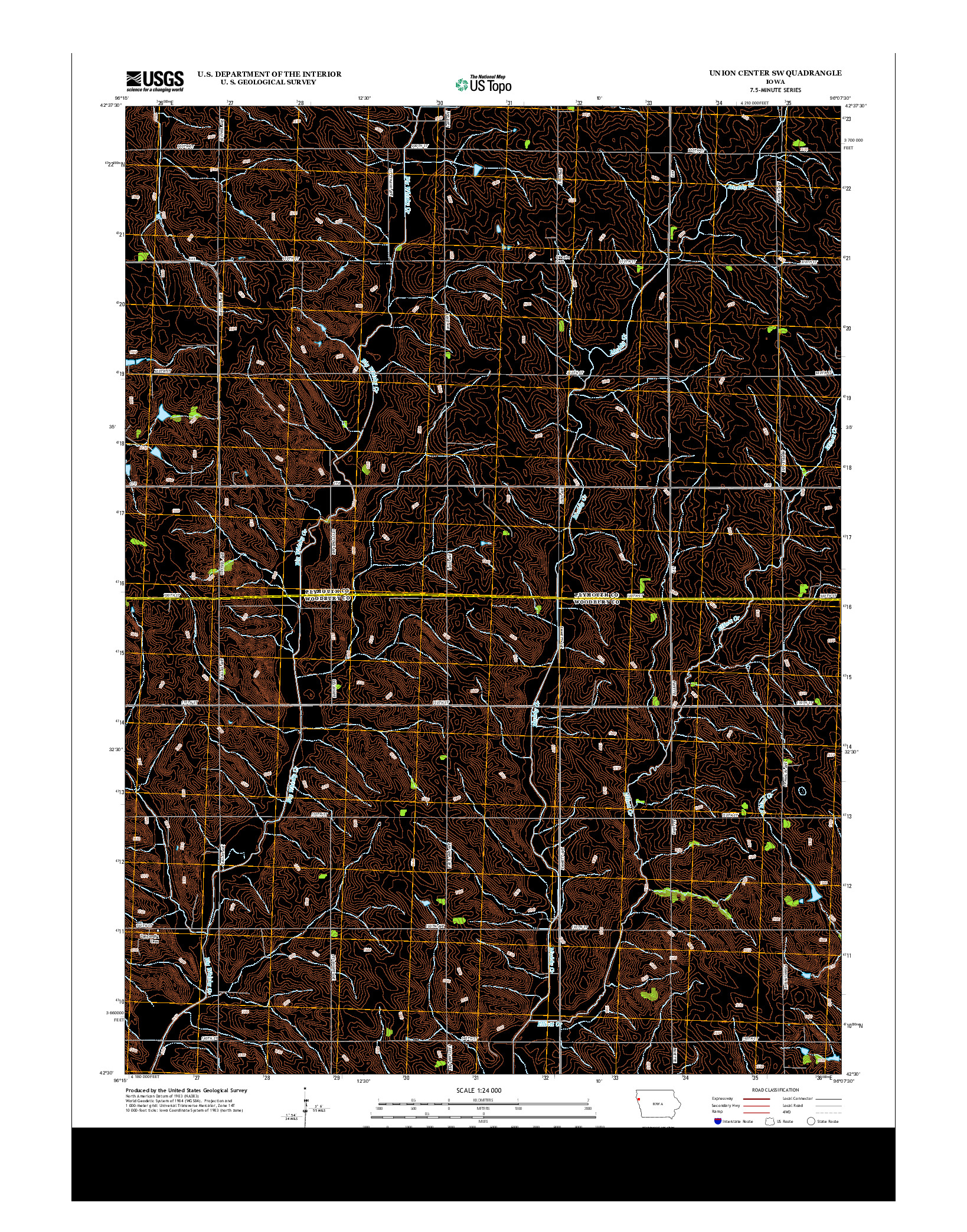 USGS US TOPO 7.5-MINUTE MAP FOR UNION CENTER SW, IA 2013