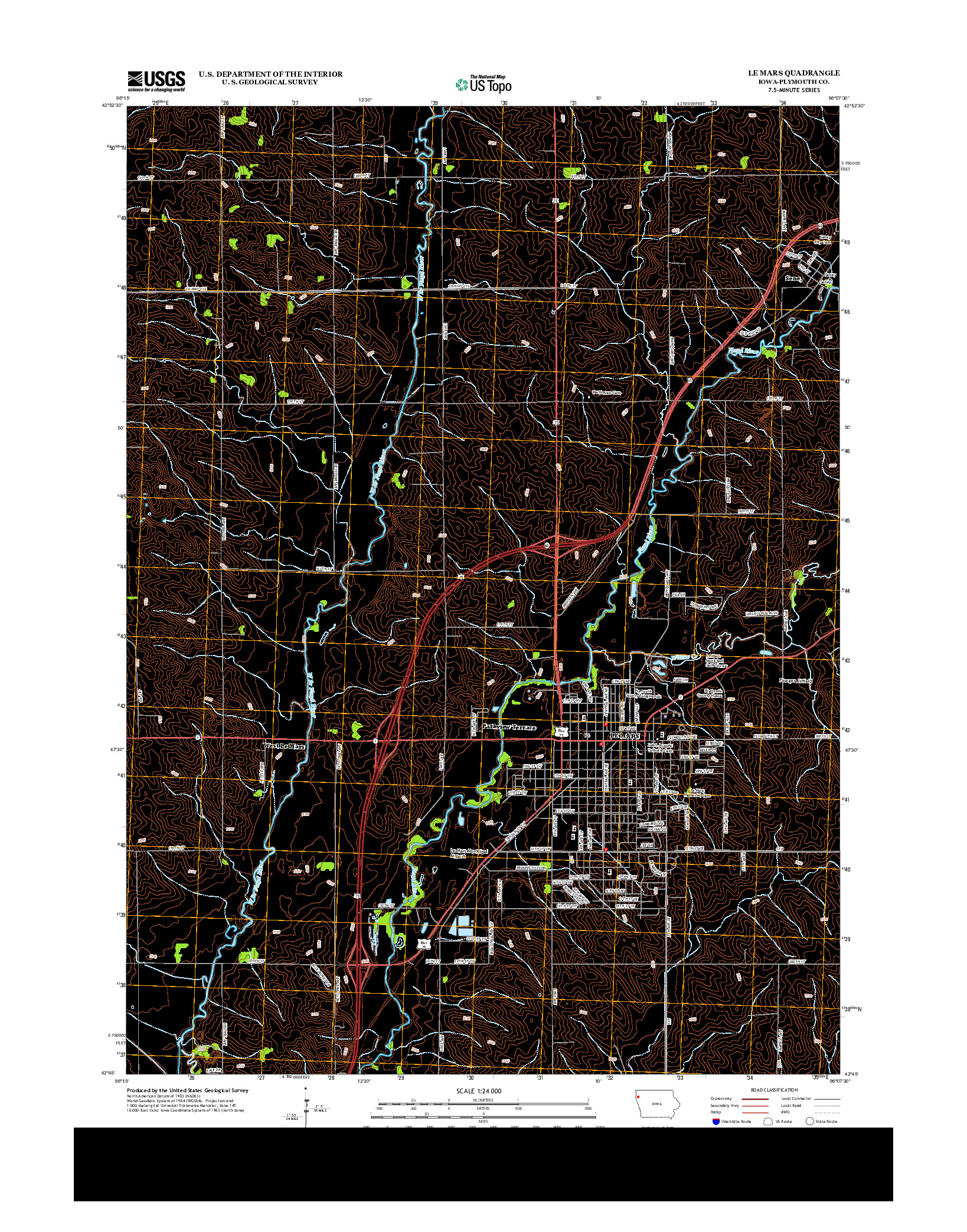USGS US TOPO 7.5-MINUTE MAP FOR LE MARS, IA 2013