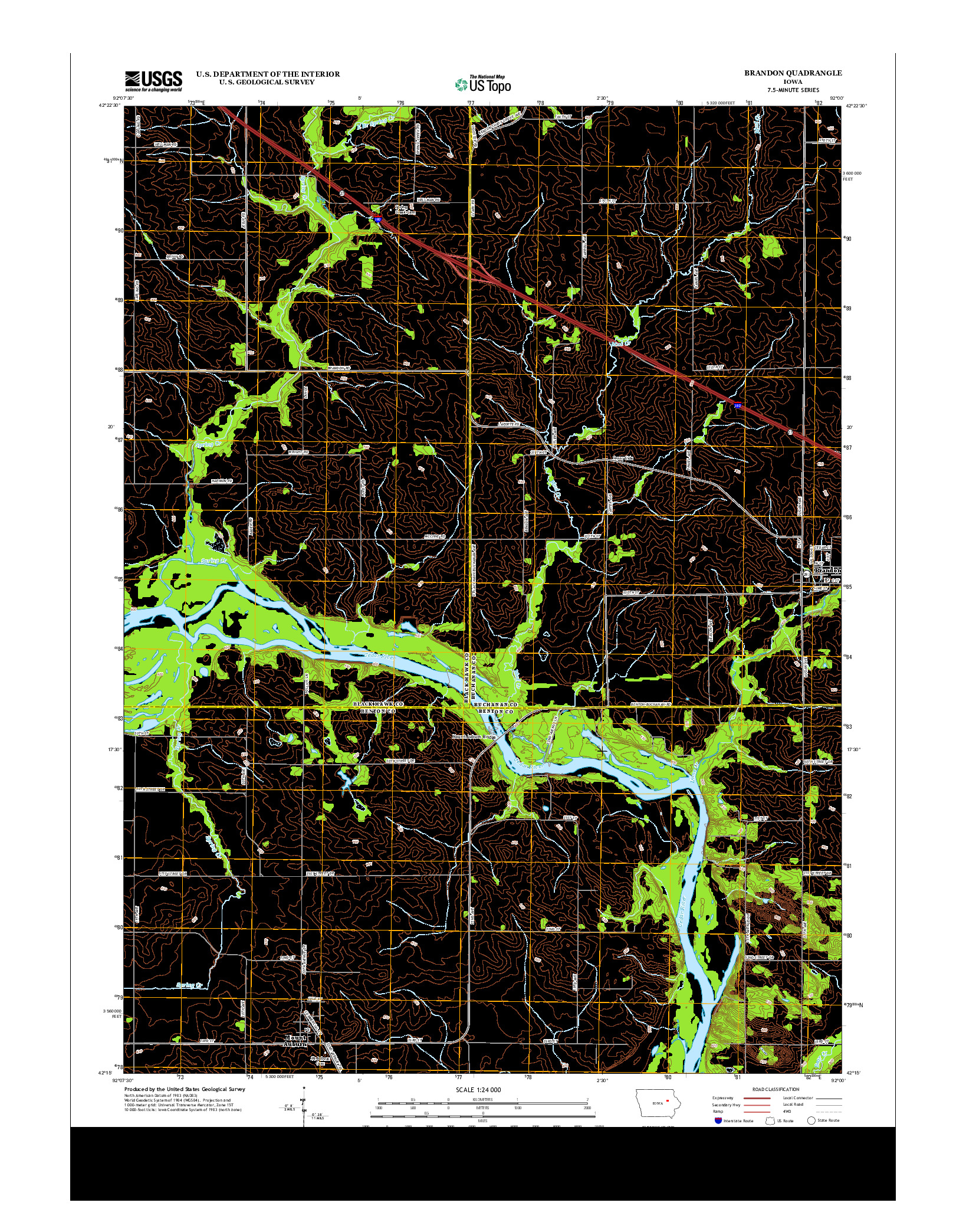 USGS US TOPO 7.5-MINUTE MAP FOR BRANDON, IA 2013