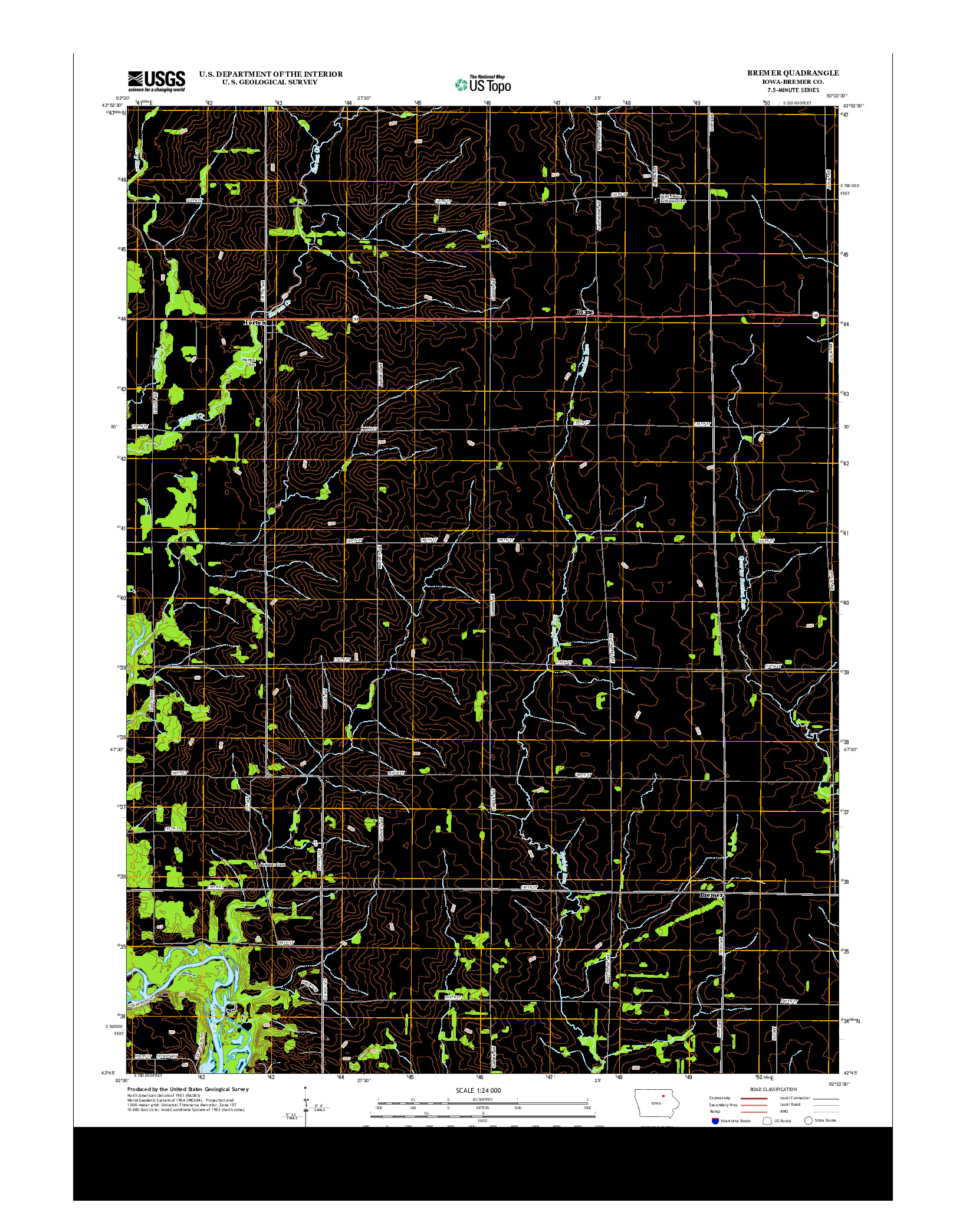 USGS US TOPO 7.5-MINUTE MAP FOR BREMER, IA 2013