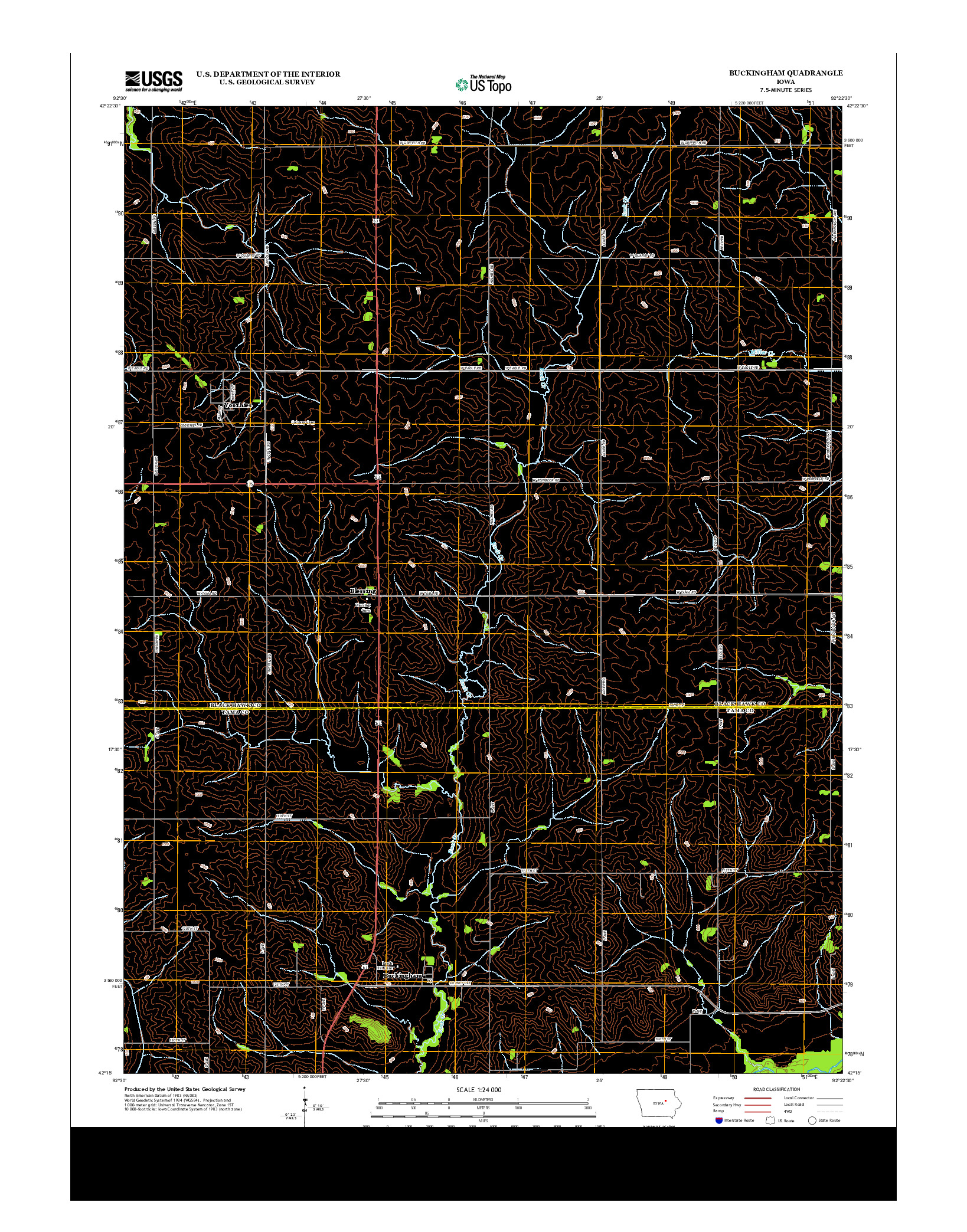 USGS US TOPO 7.5-MINUTE MAP FOR BUCKINGHAM, IA 2013