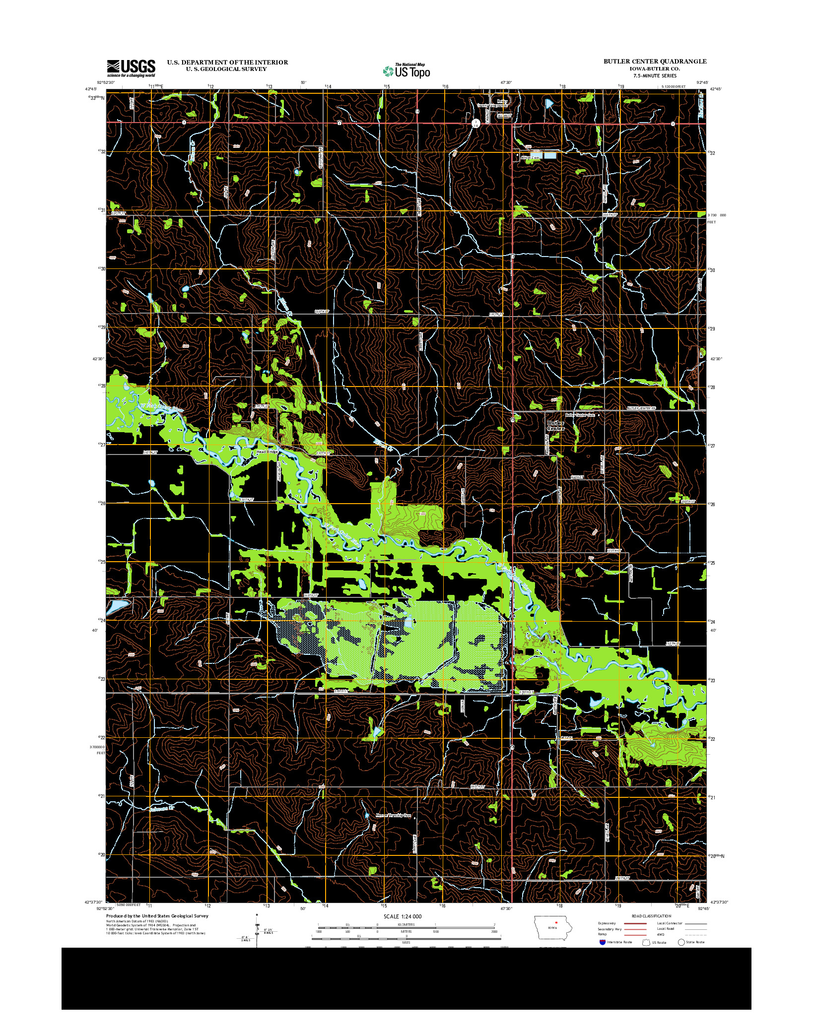 USGS US TOPO 7.5-MINUTE MAP FOR BUTLER CENTER, IA 2013