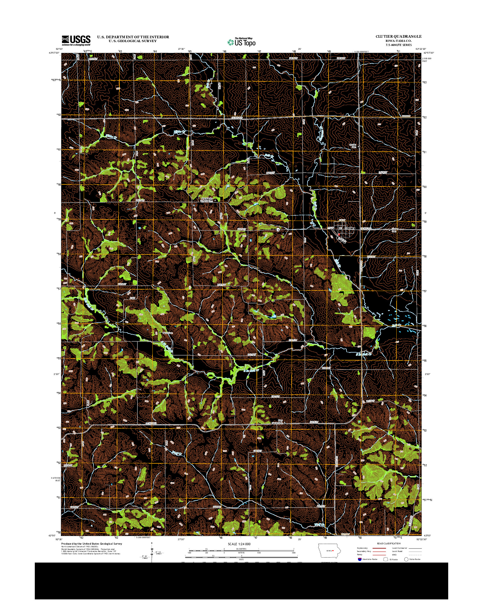 USGS US TOPO 7.5-MINUTE MAP FOR CLUTIER, IA 2013