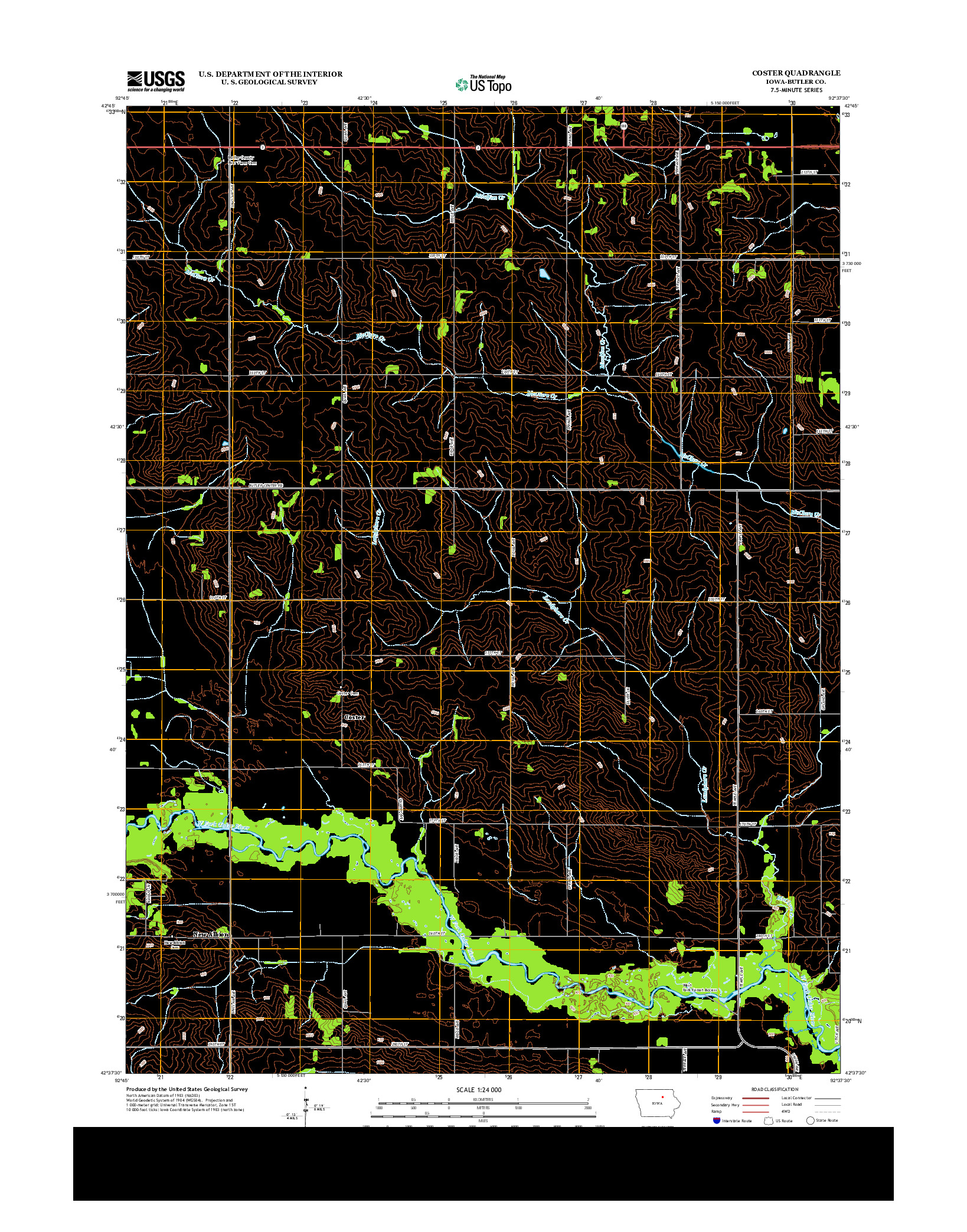 USGS US TOPO 7.5-MINUTE MAP FOR COSTER, IA 2013