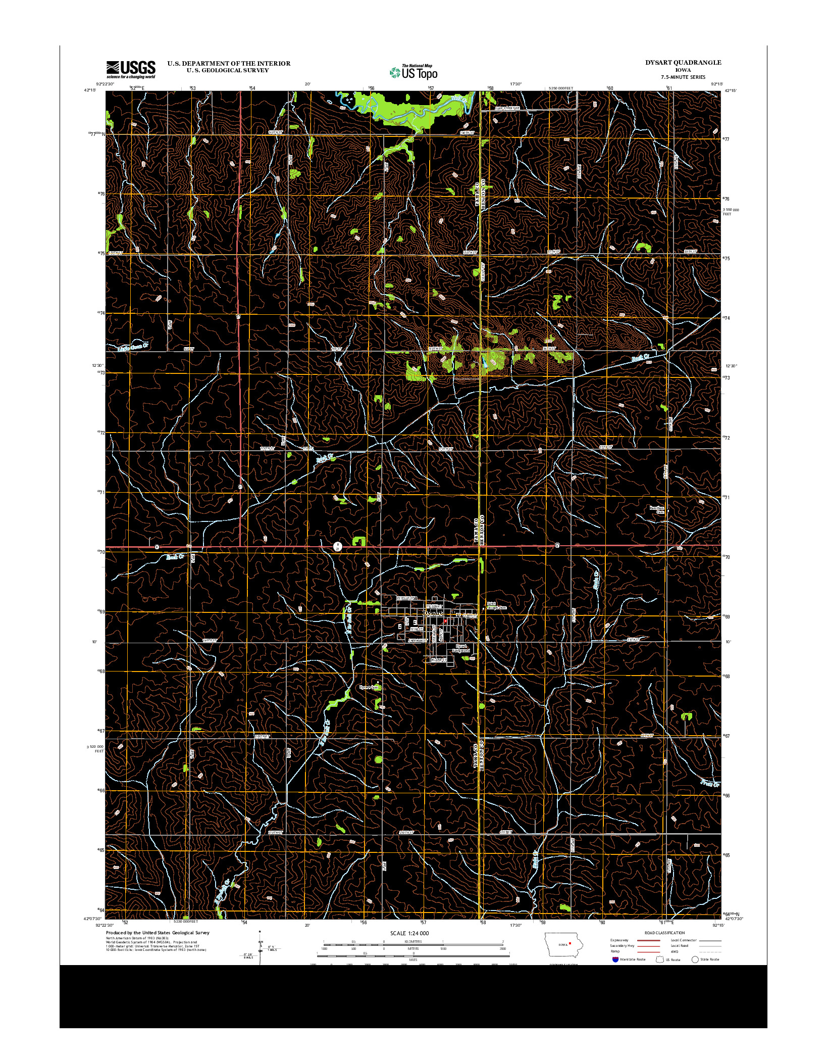 USGS US TOPO 7.5-MINUTE MAP FOR DYSART, IA 2013