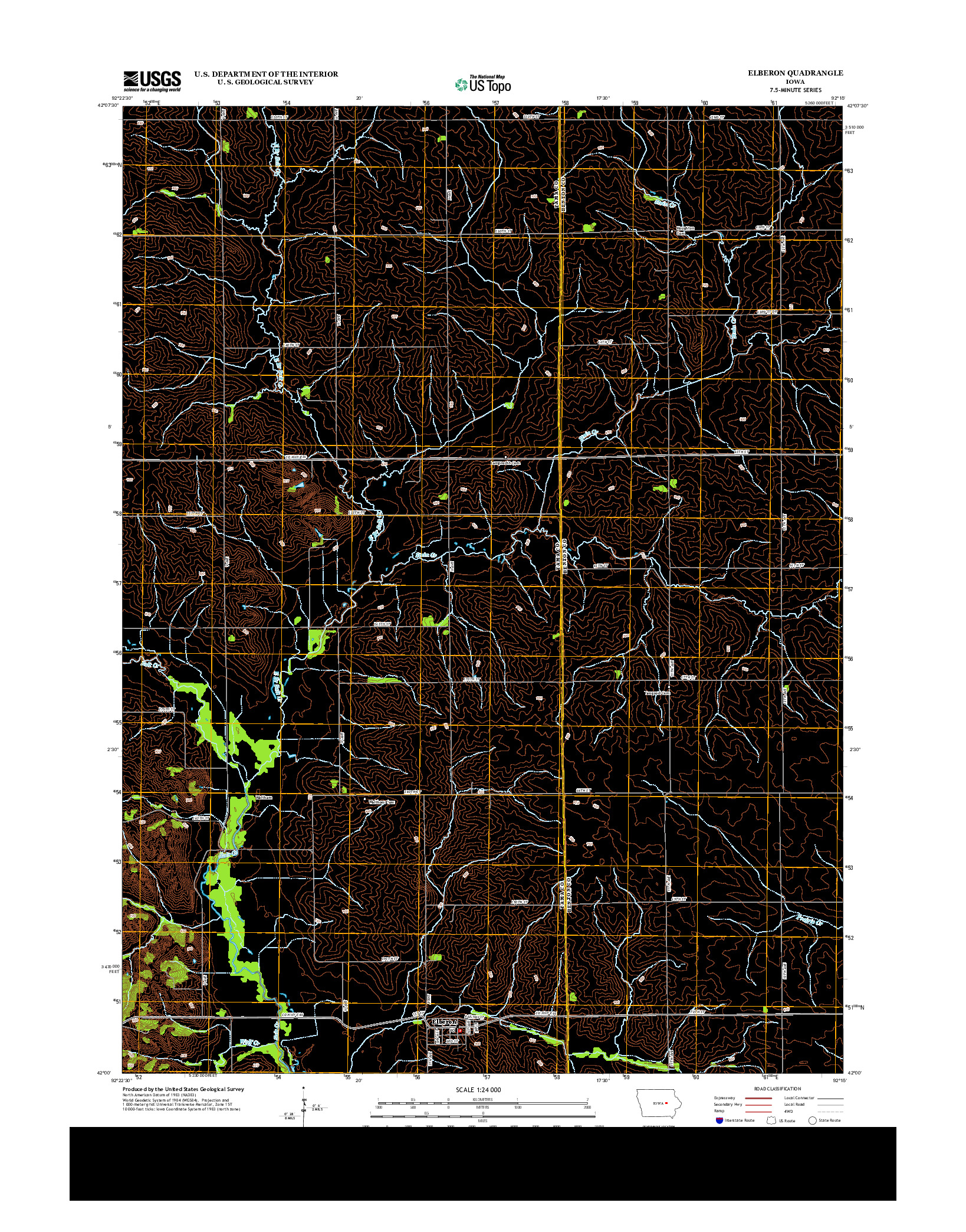 USGS US TOPO 7.5-MINUTE MAP FOR ELBERON, IA 2013