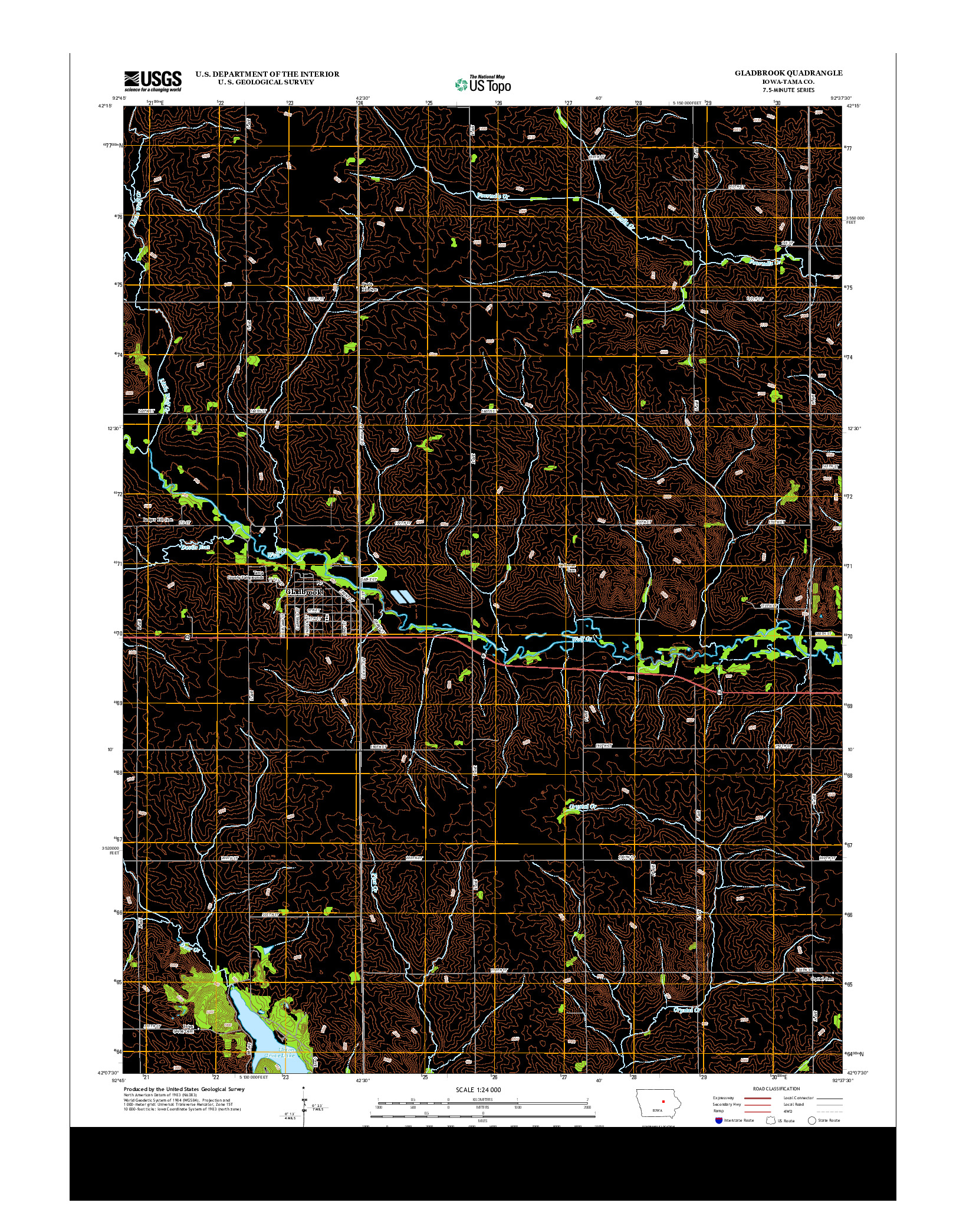 USGS US TOPO 7.5-MINUTE MAP FOR GLADBROOK, IA 2013