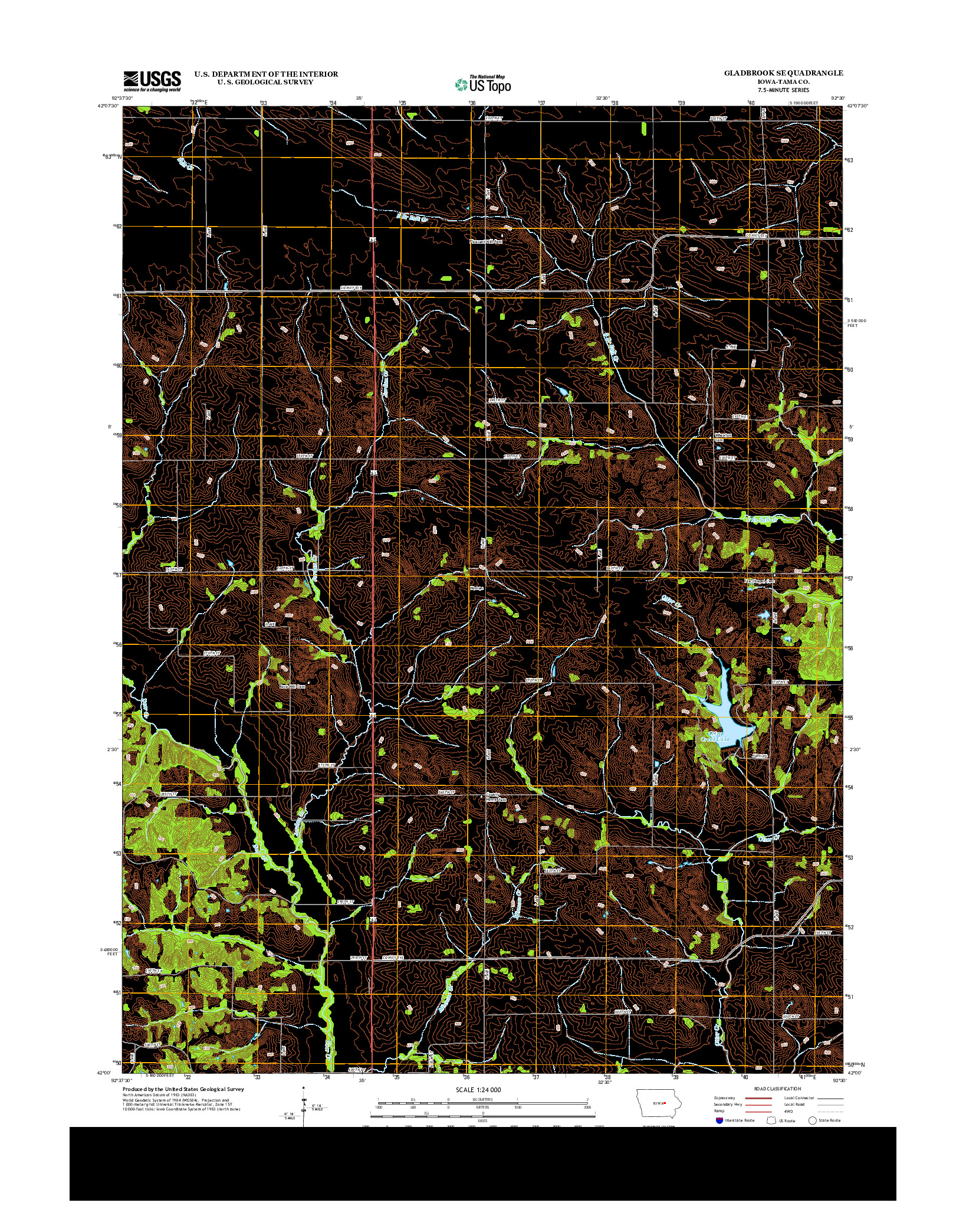 USGS US TOPO 7.5-MINUTE MAP FOR GLADBROOK SE, IA 2013
