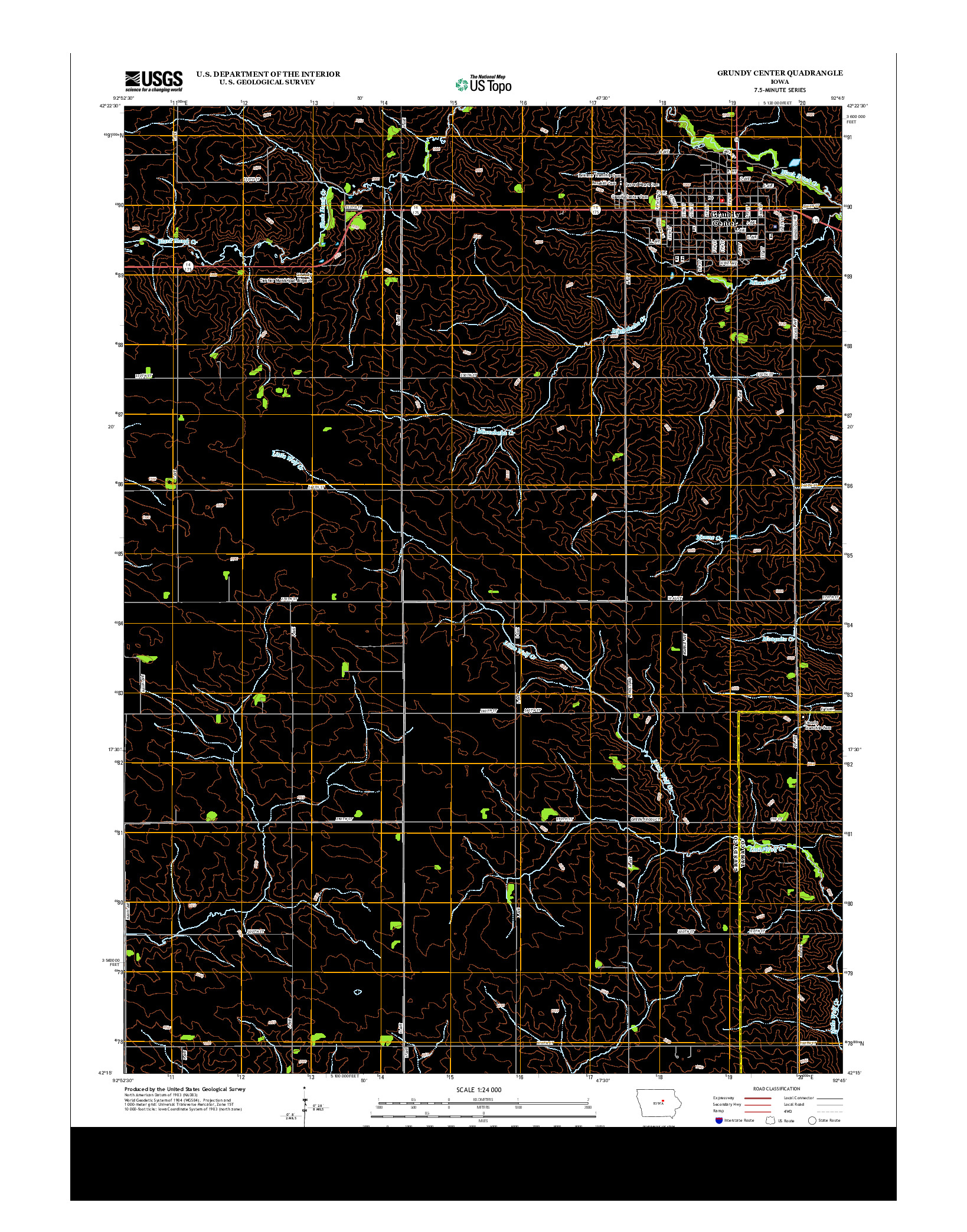 USGS US TOPO 7.5-MINUTE MAP FOR GRUNDY CENTER, IA 2013