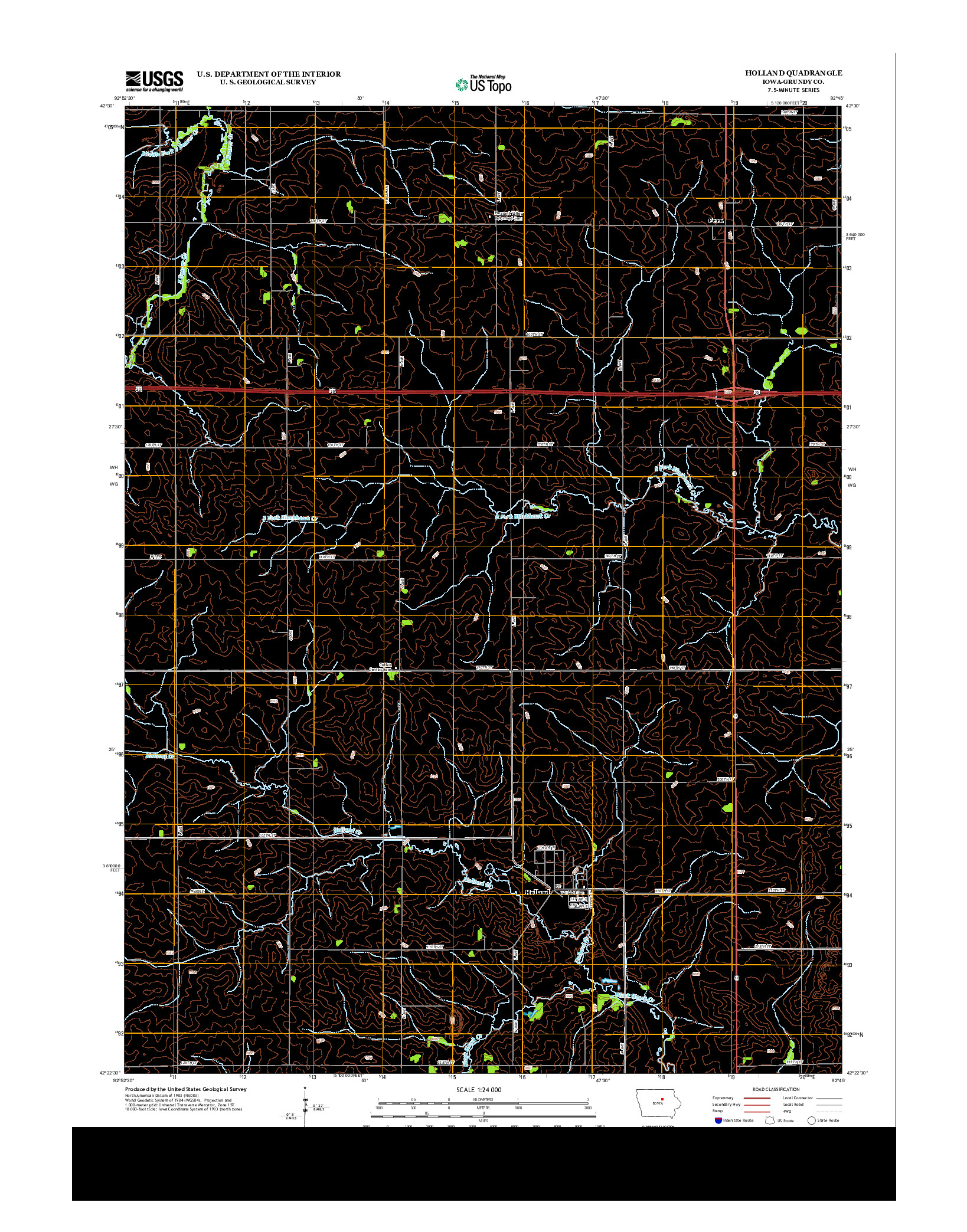 USGS US TOPO 7.5-MINUTE MAP FOR HOLLAND, IA 2013