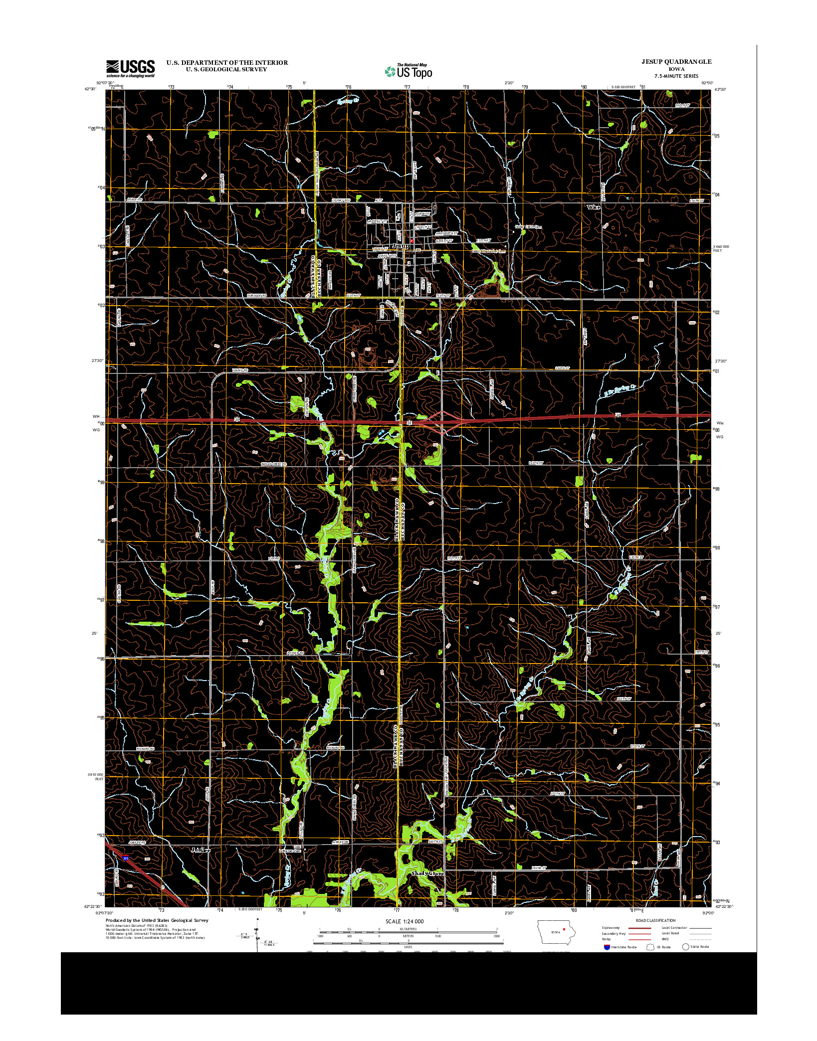 USGS US TOPO 7.5-MINUTE MAP FOR JESUP, IA 2013