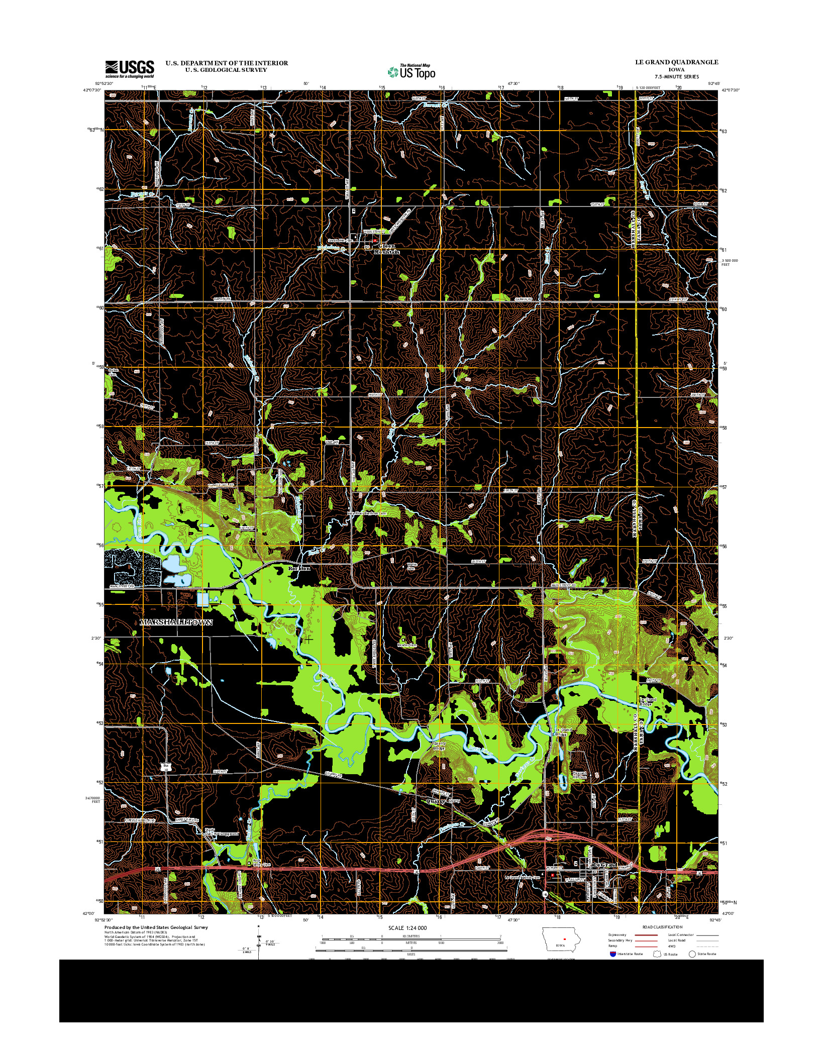 USGS US TOPO 7.5-MINUTE MAP FOR LE GRAND, IA 2013